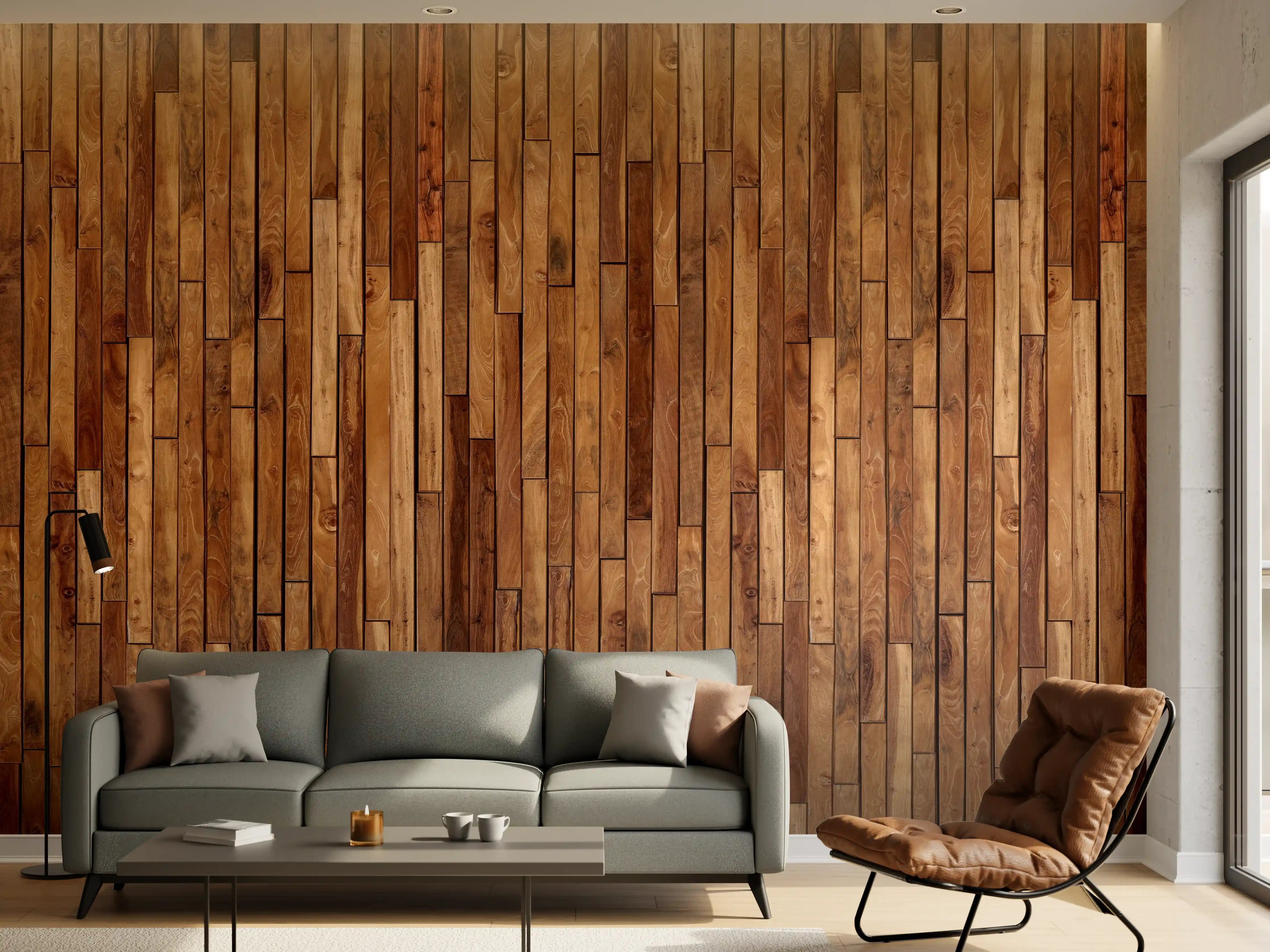 Wandverkleidung Wohnzimmer - Alte Kiefernholz Planken