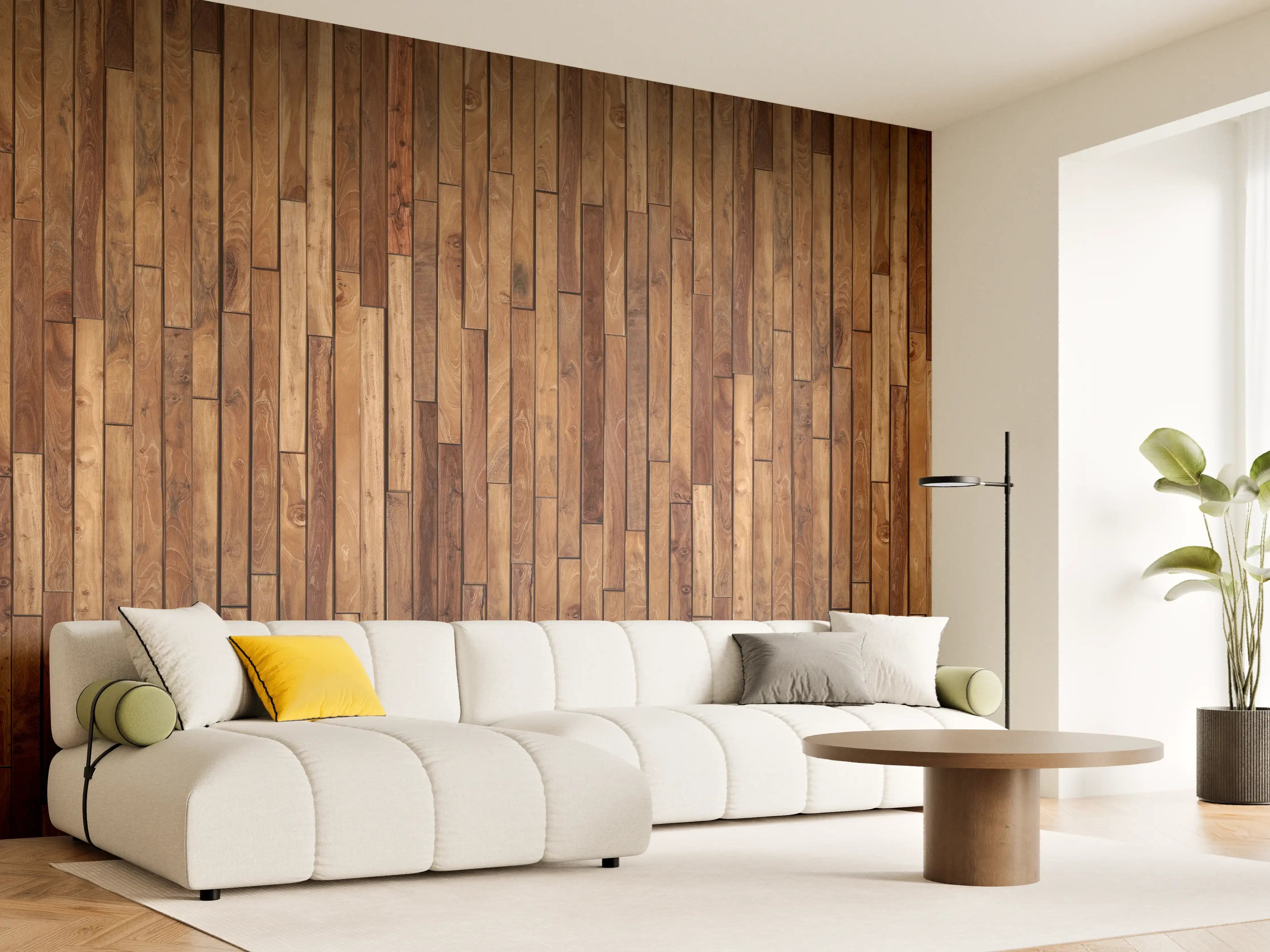 Wandverkleidung Wohnzimmer - Alte Kiefernholz Planken