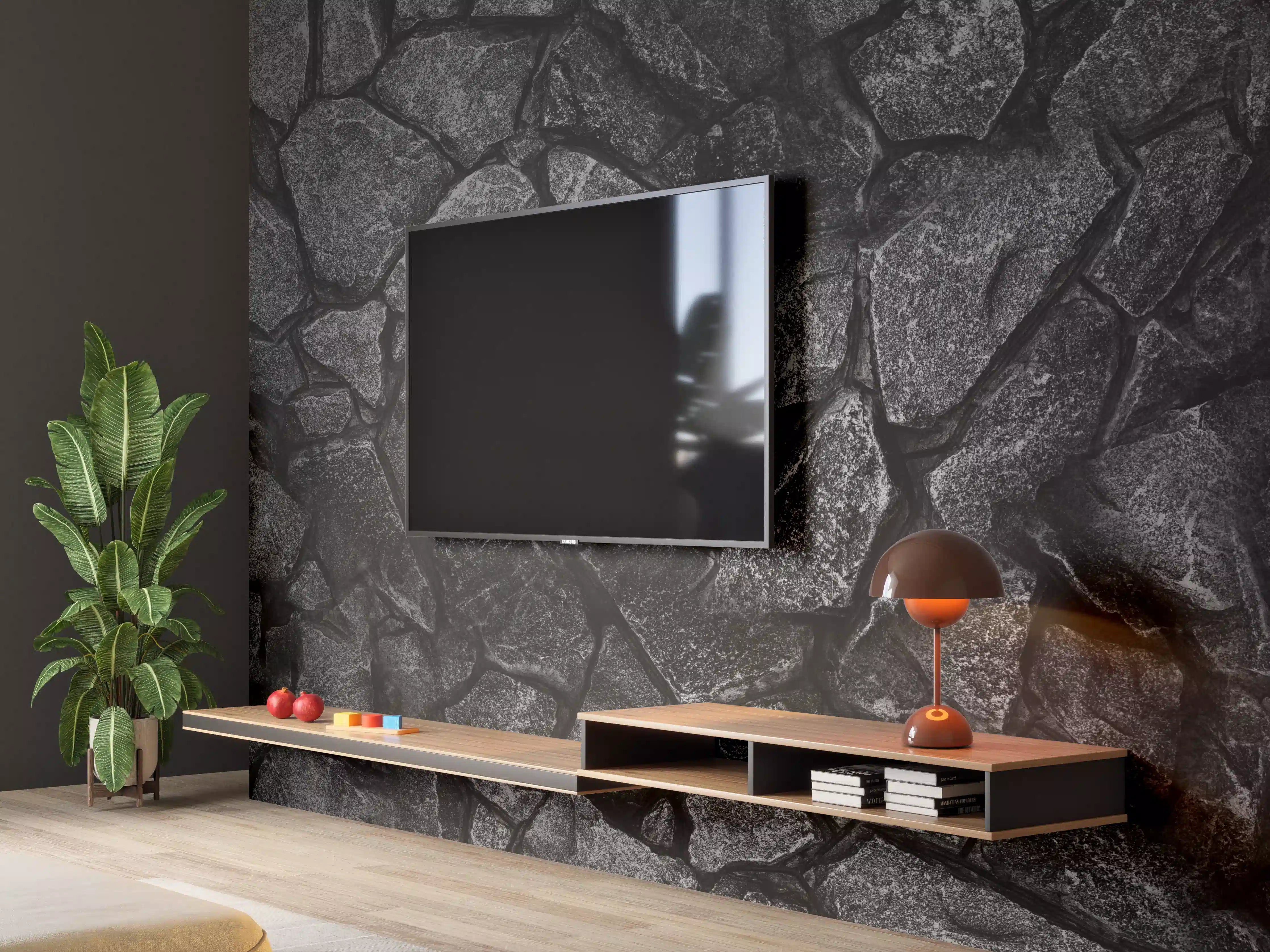 Wandverkleidung Wohnzimmer - Alte Steinmauer - Hintergrund