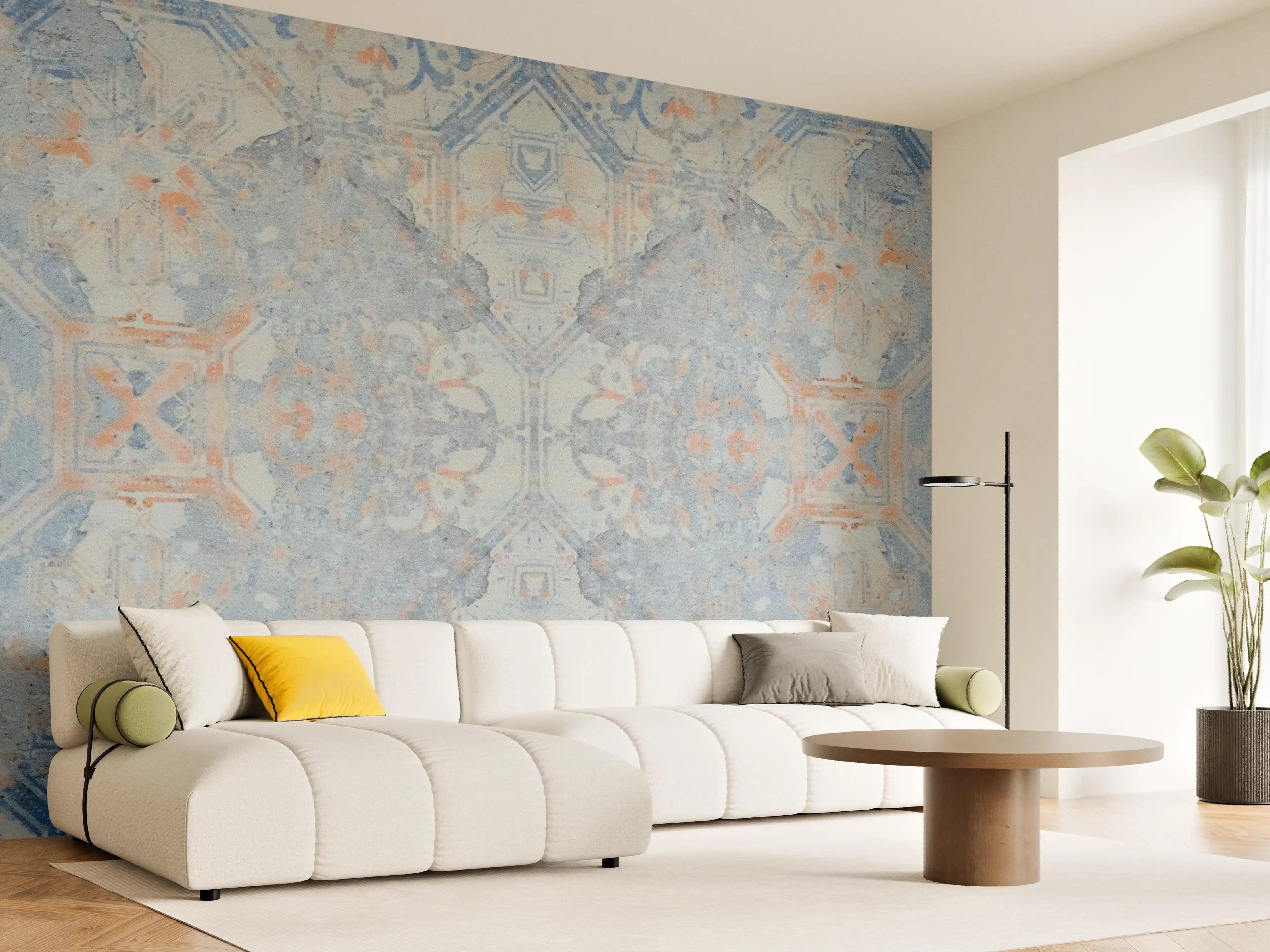 Wandverkleidung Wohnzimmer - Alte blaue Vintage Fliesen