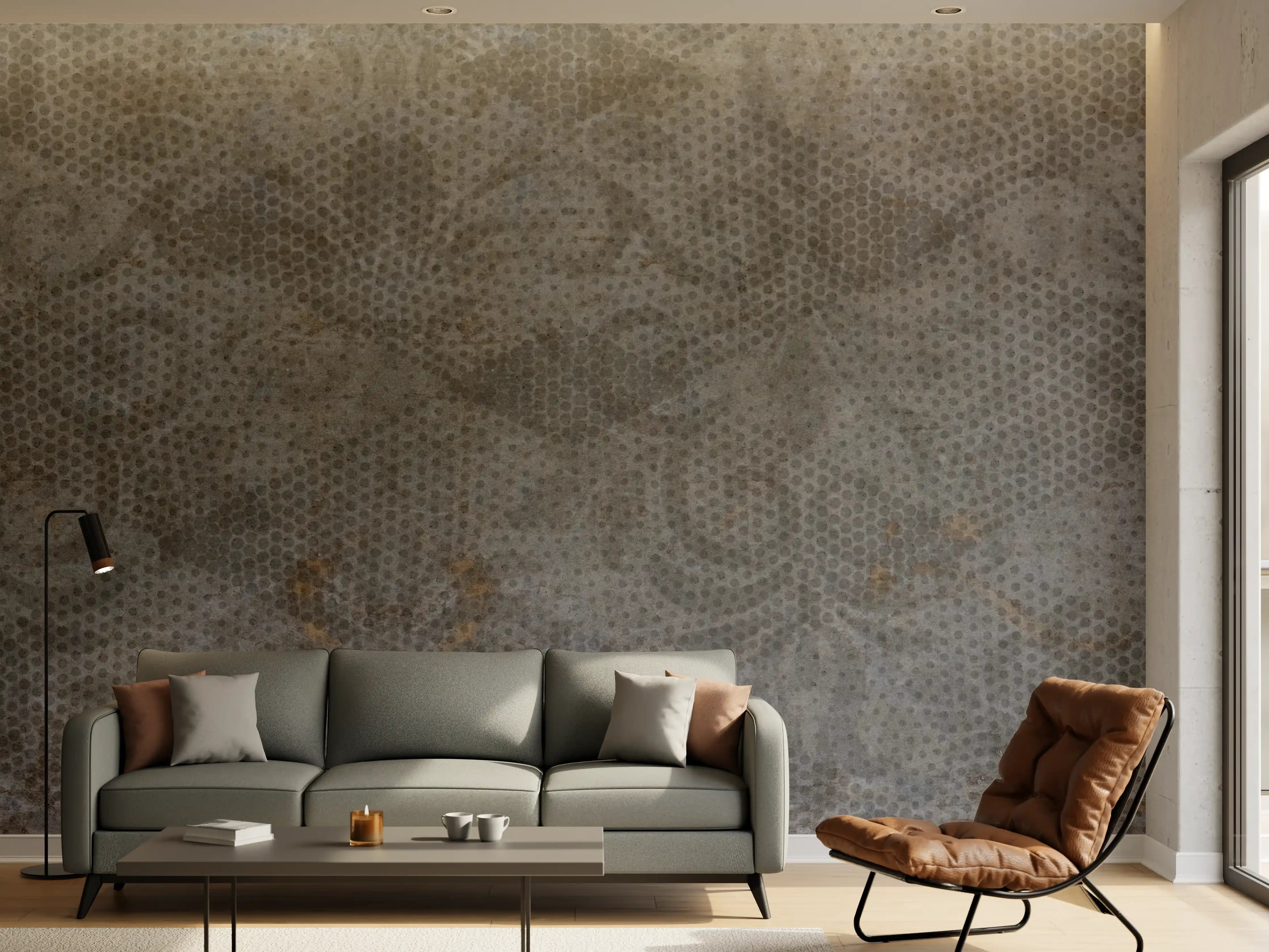 Wandverkleidung Wohnzimmer - Alte braunbefleckte Tapete