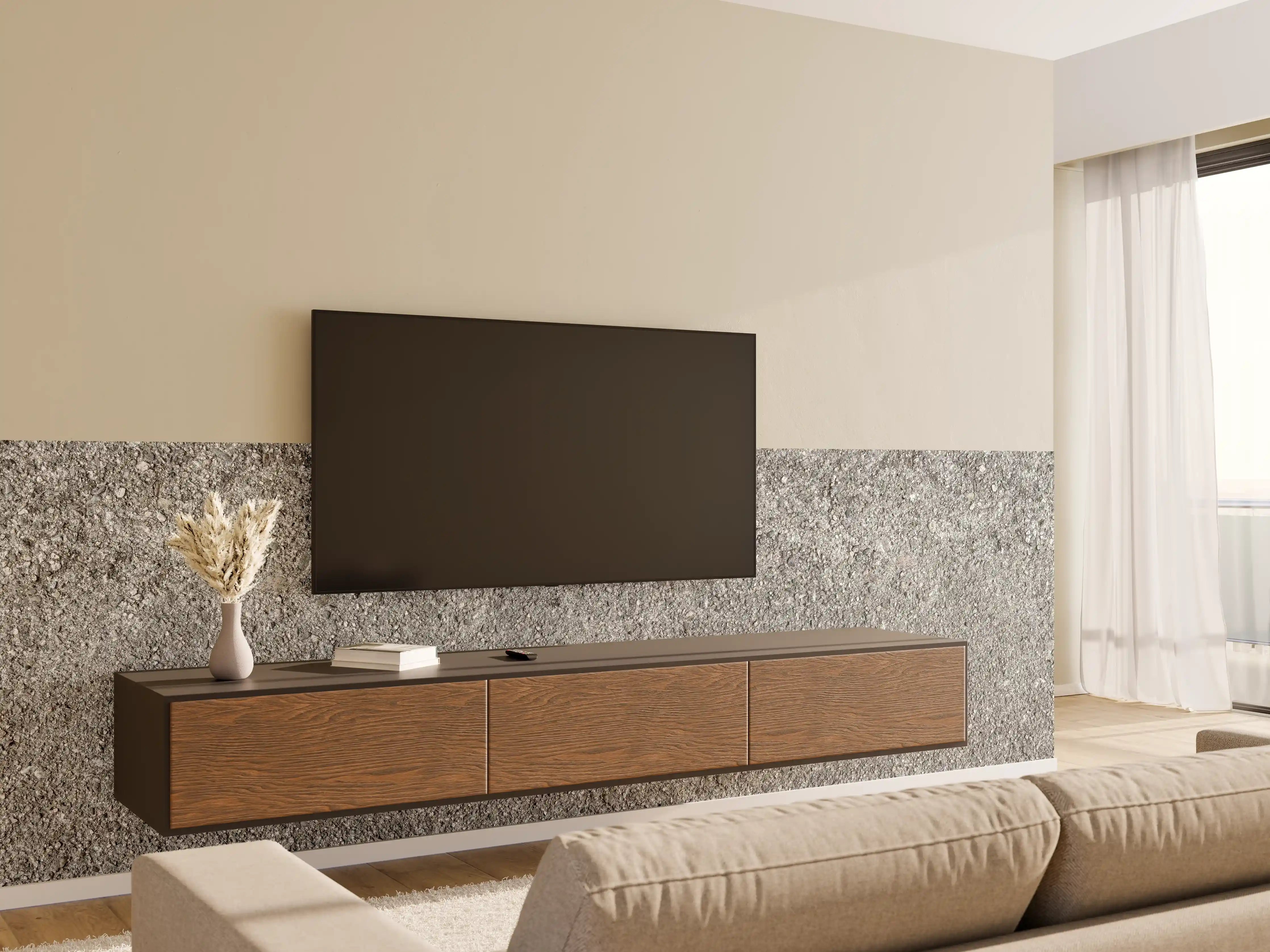 Wandverkleidung Wohnzimmer - Alte felsige Betonwand