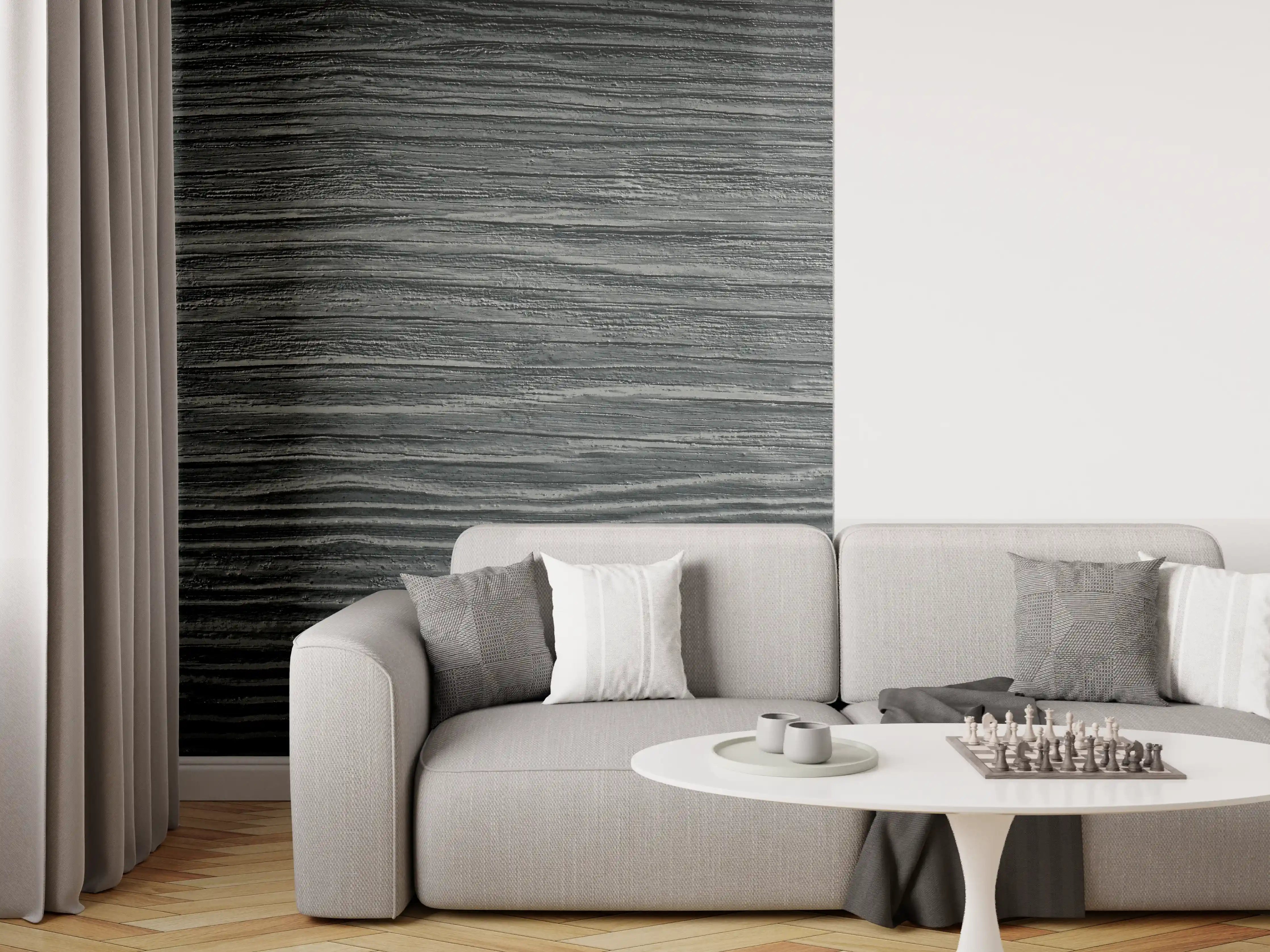 Wandverkleidung Wohnzimmer - Alte geknackte schwarz lackiert Massivholz