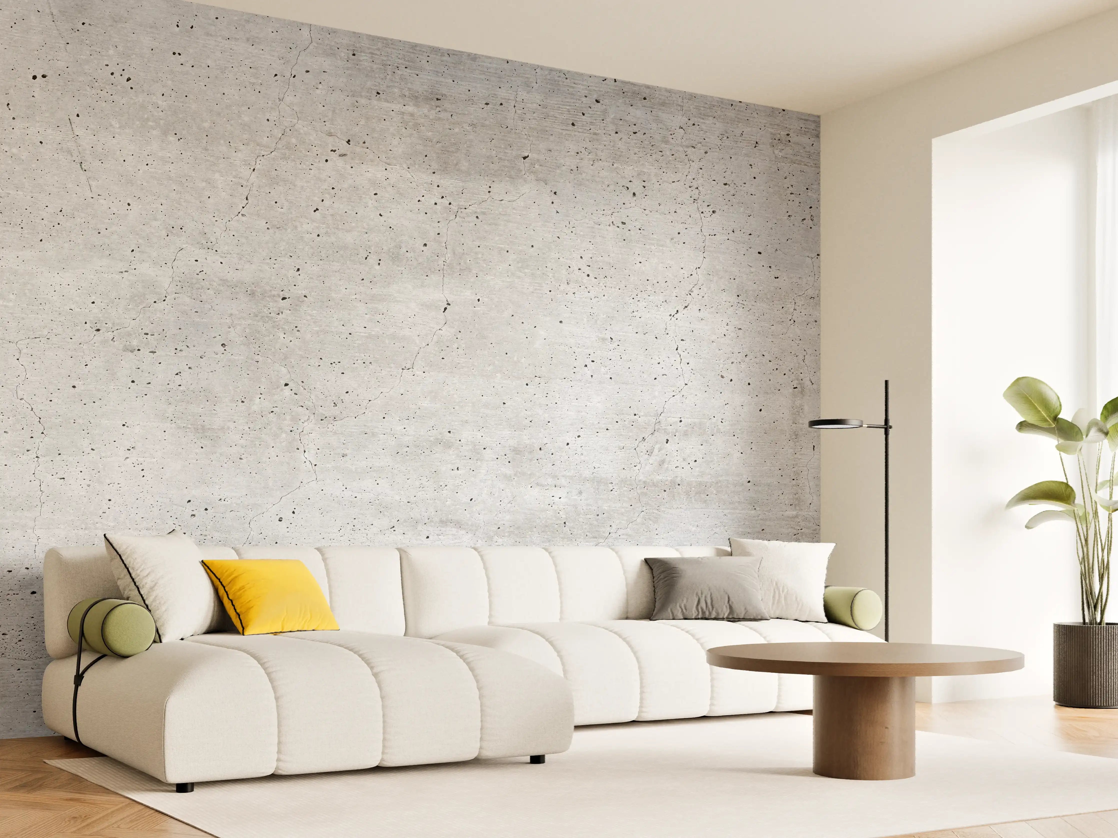 Wandverkleidung Wohnzimmer - Alte gräuliche Betonmauer