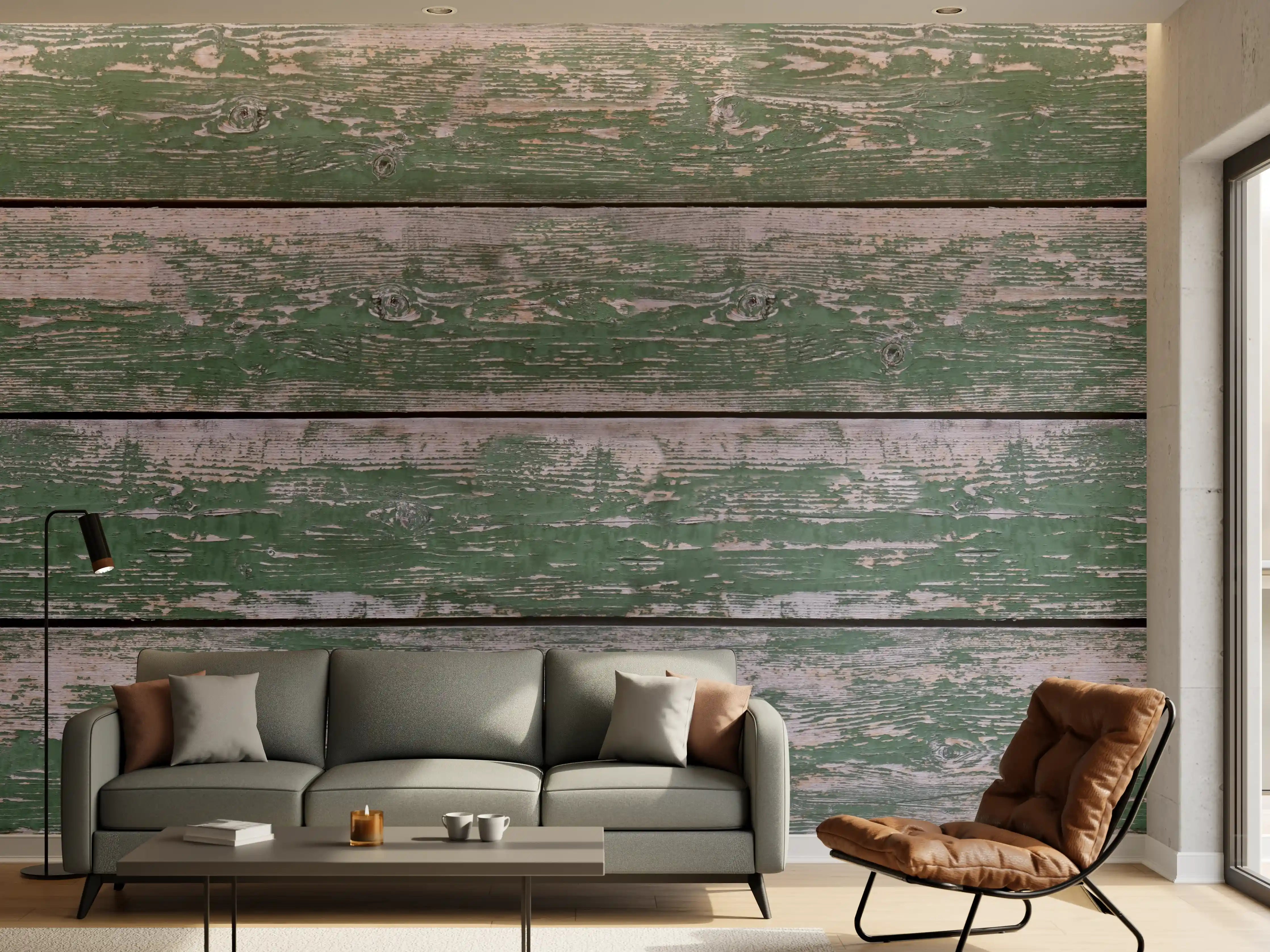 Wandverkleidung Wohnzimmer - Alte grünliche Holztextur