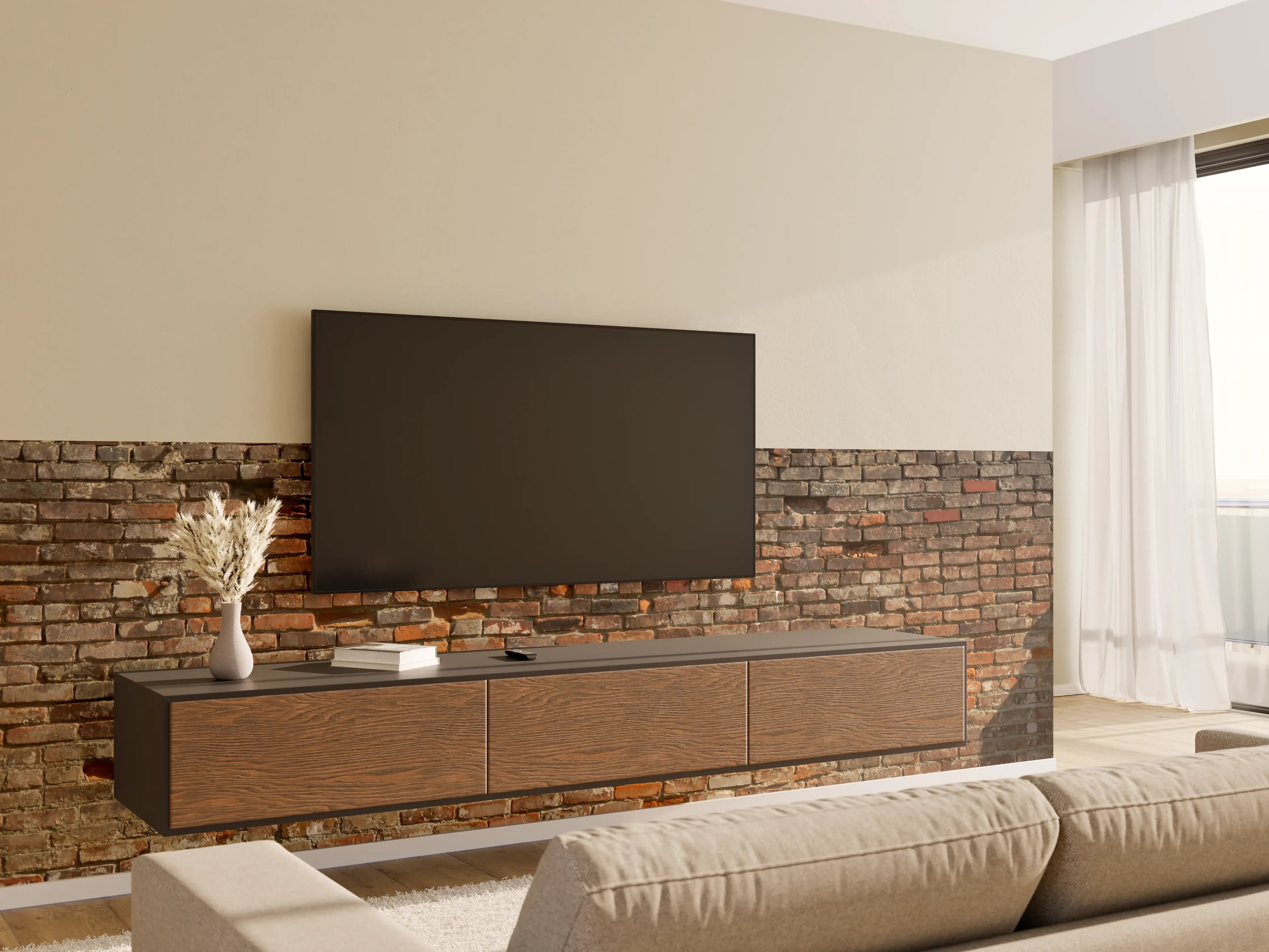 Wandverkleidung Wohnzimmer - Alte kaputte Ziegelwand