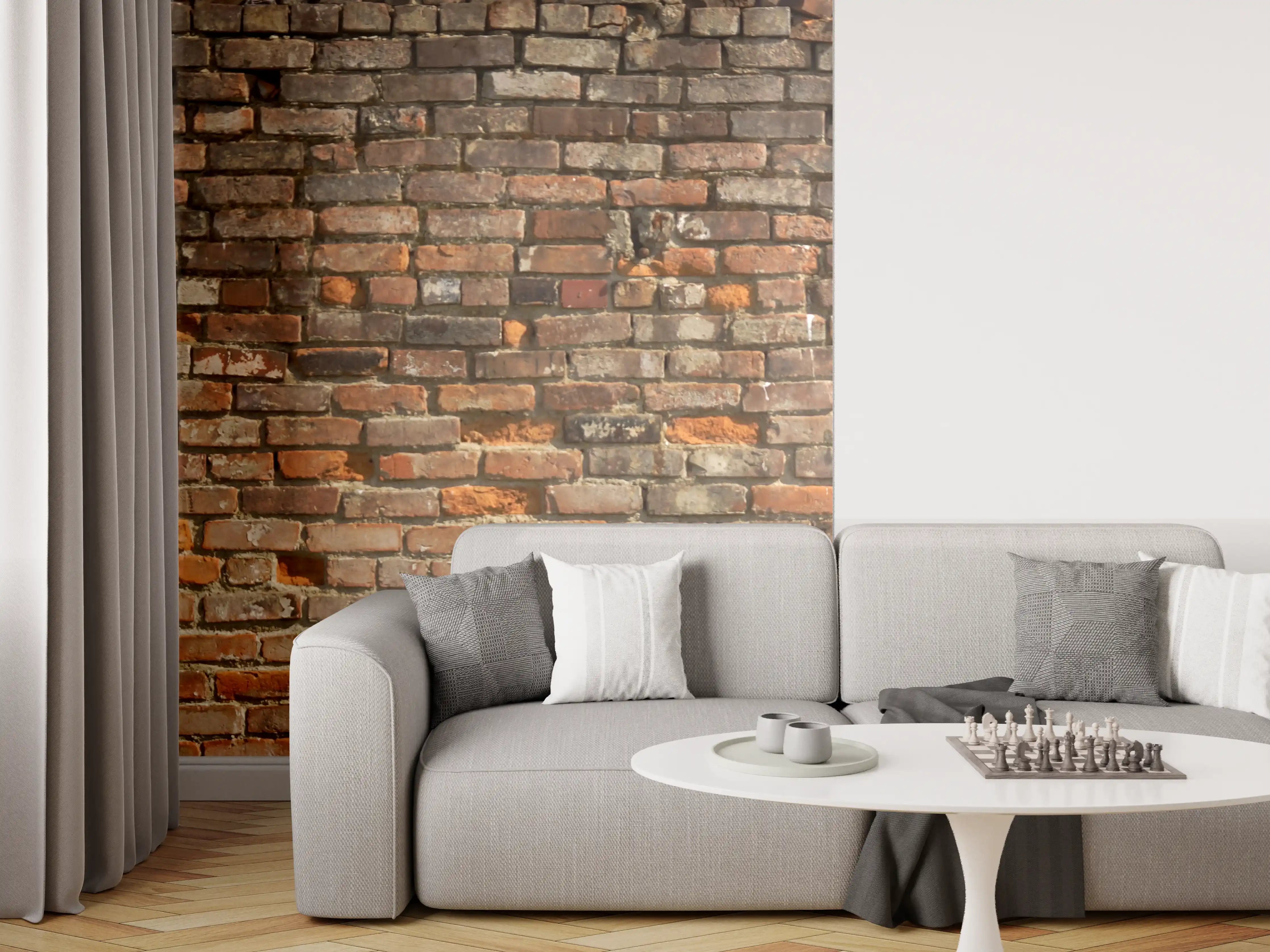 Wandverkleidung Wohnzimmer - Alte kaputte Ziegelwand