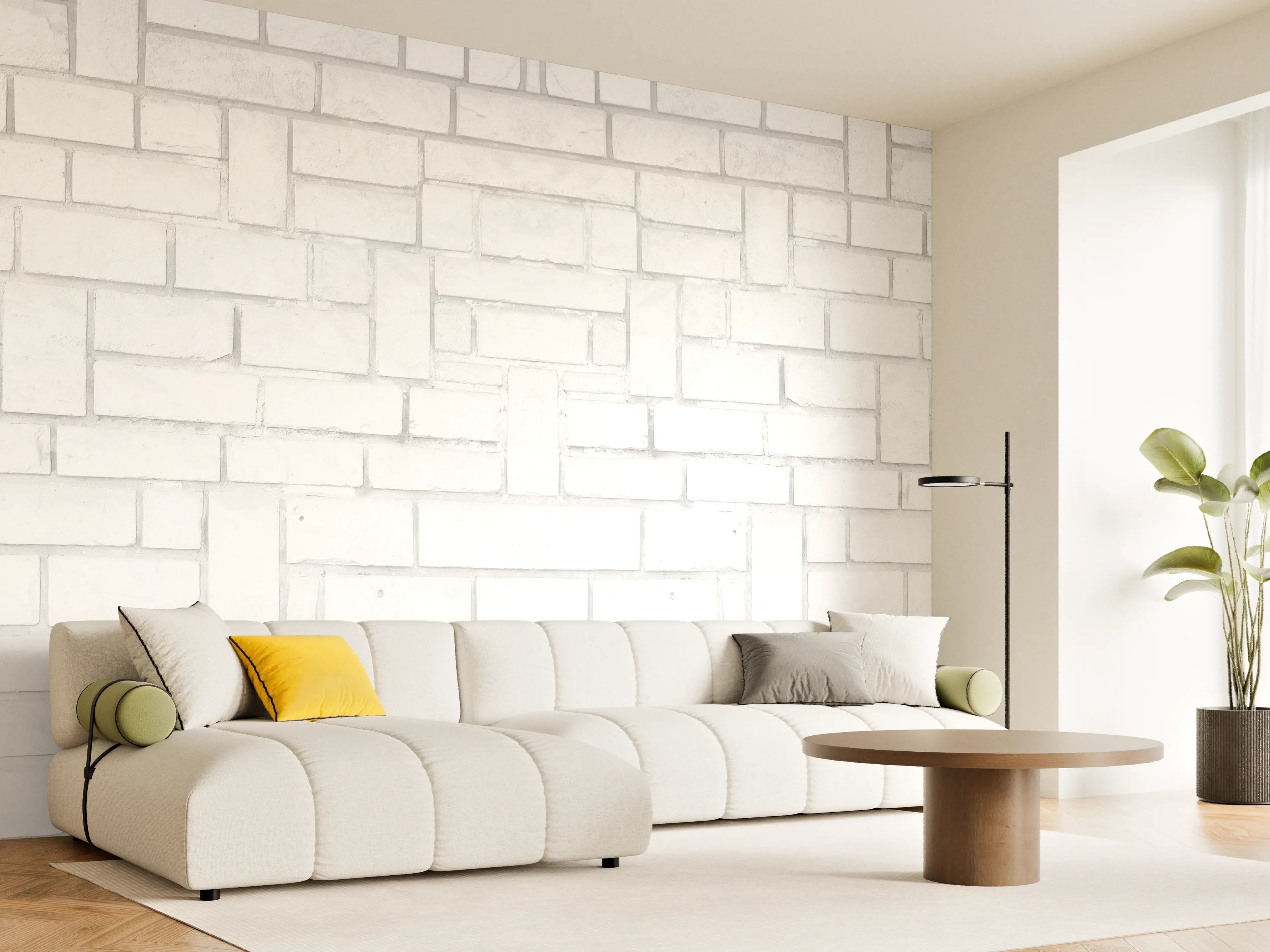 Wandverkleidung Wohnzimmer - Alte weiße Backsteinmauer Muster