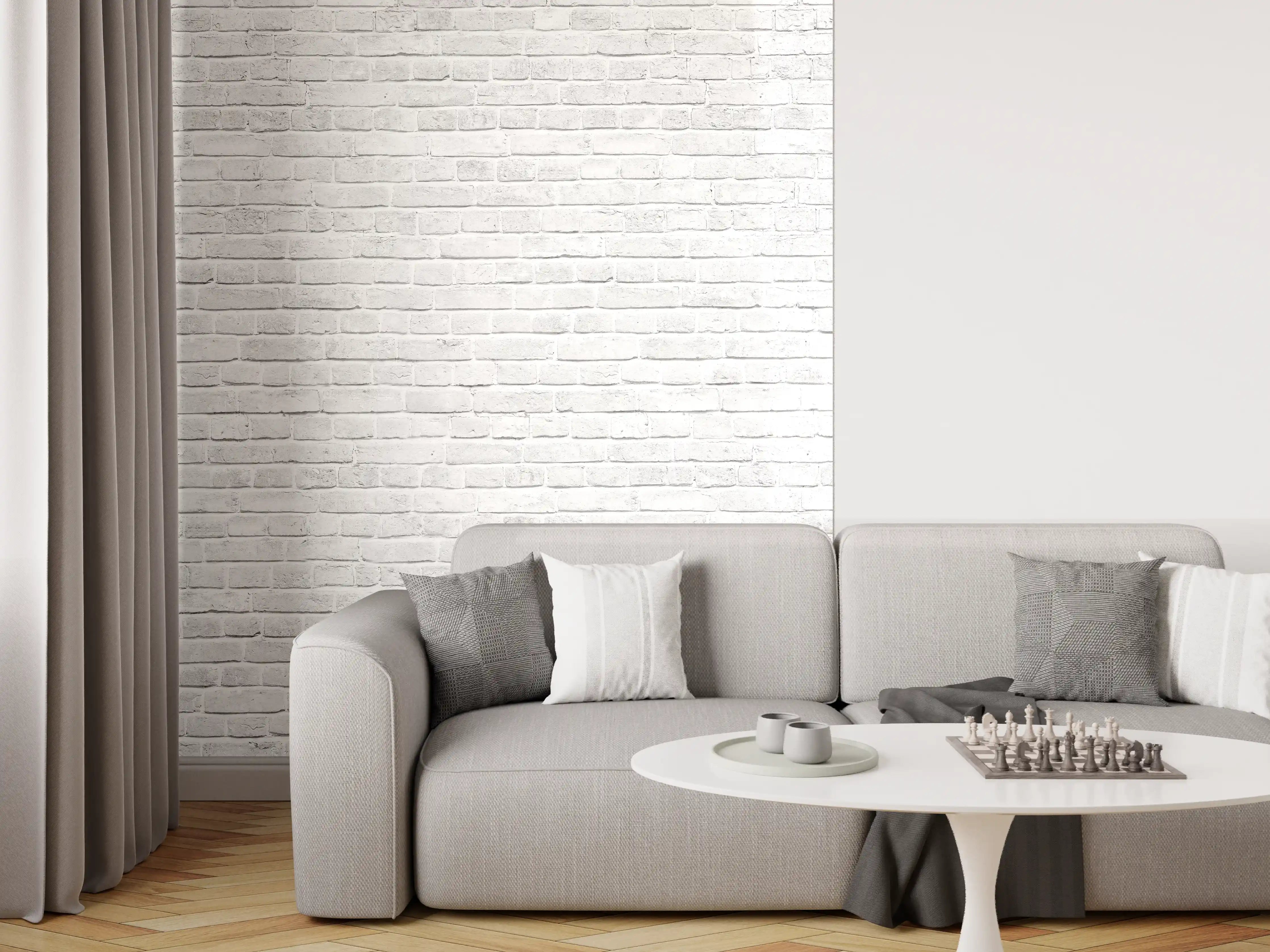 Wandverkleidung Wohnzimmer - Alte weiße Backsteinmauer