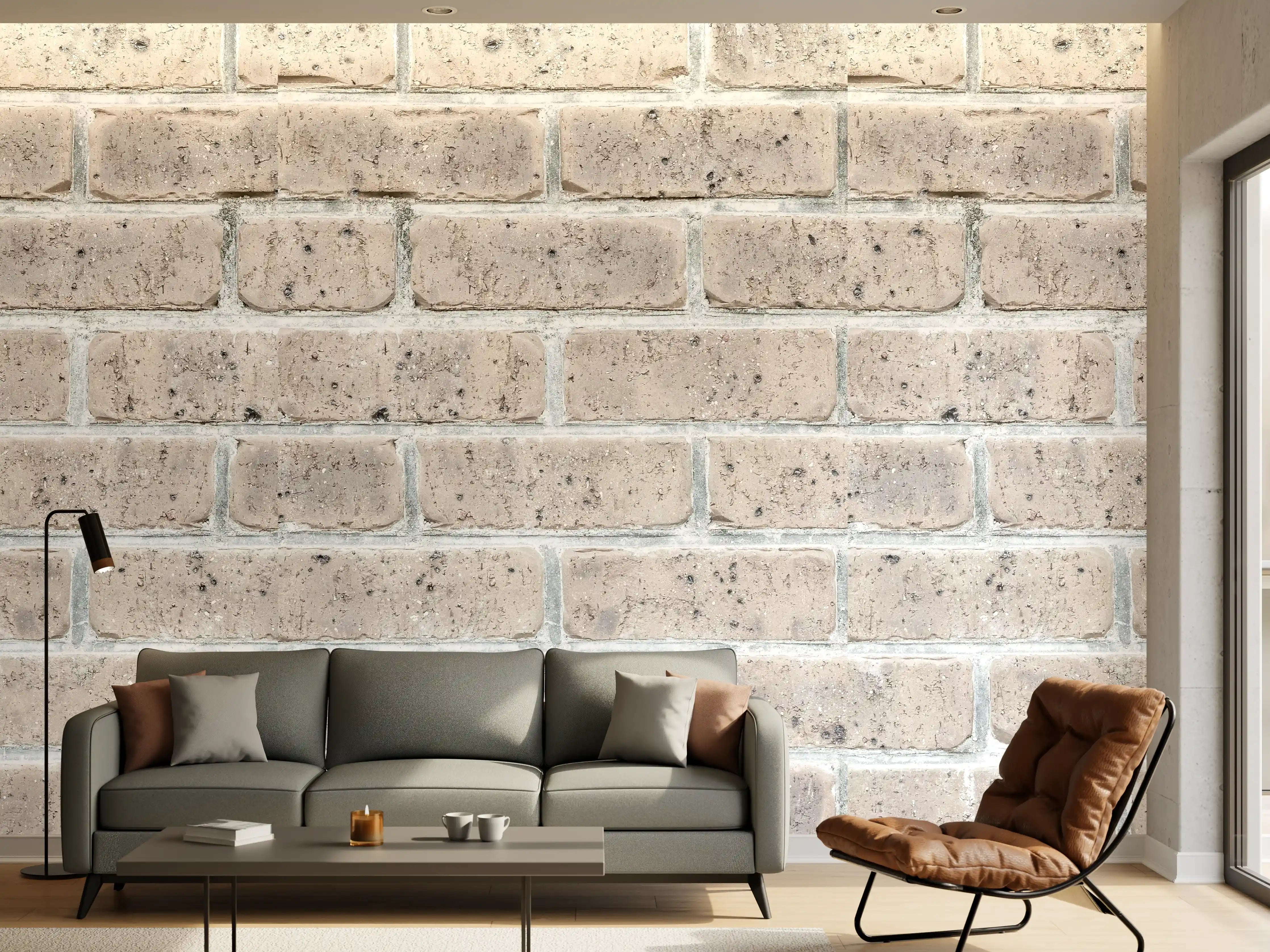 Wandverkleidung Wohnzimmer - Alte weiße Vintage Backsteinmauer