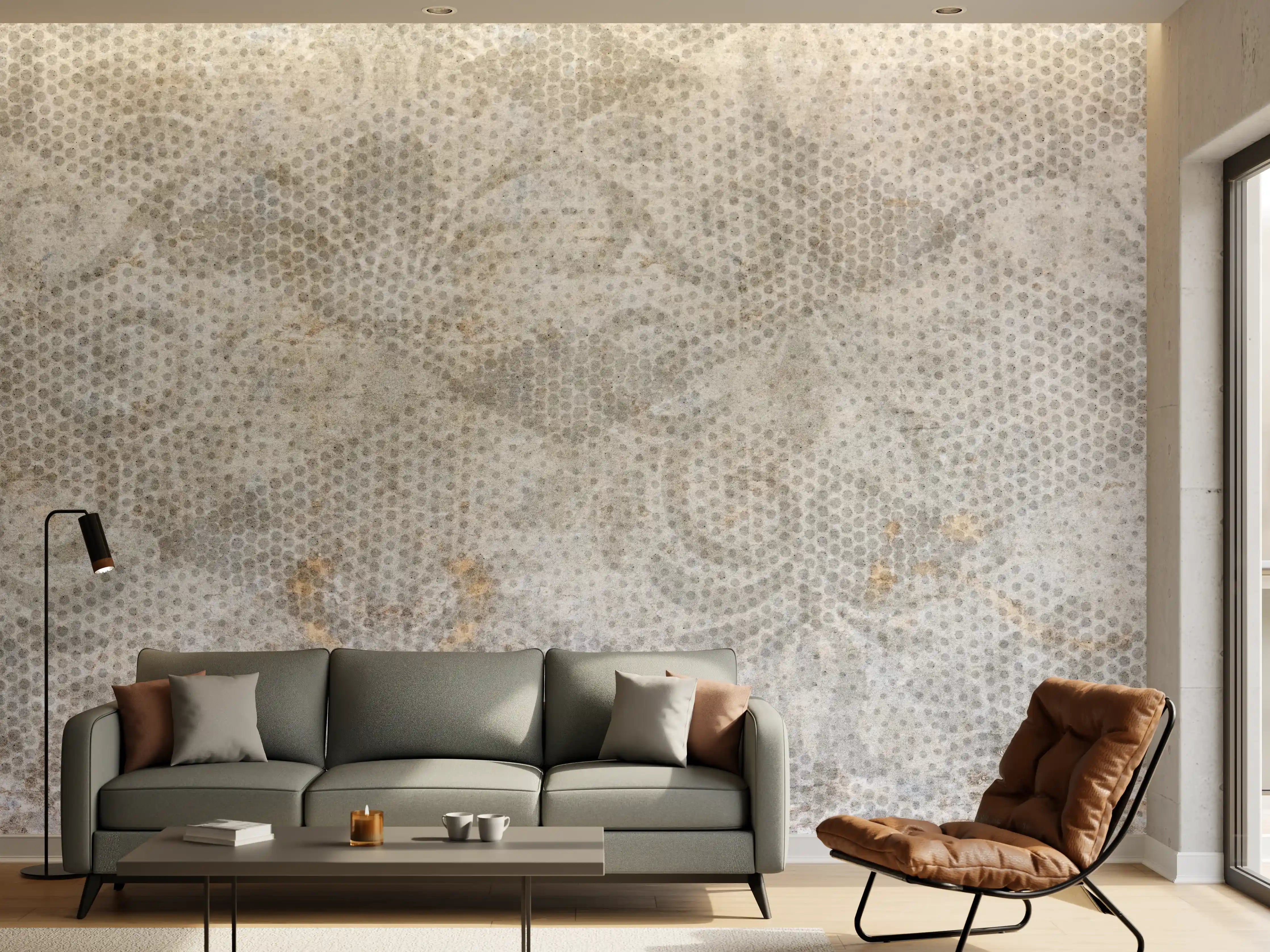 Wandverkleidung Wohnzimmer - Alte weiße befleckte Tapete