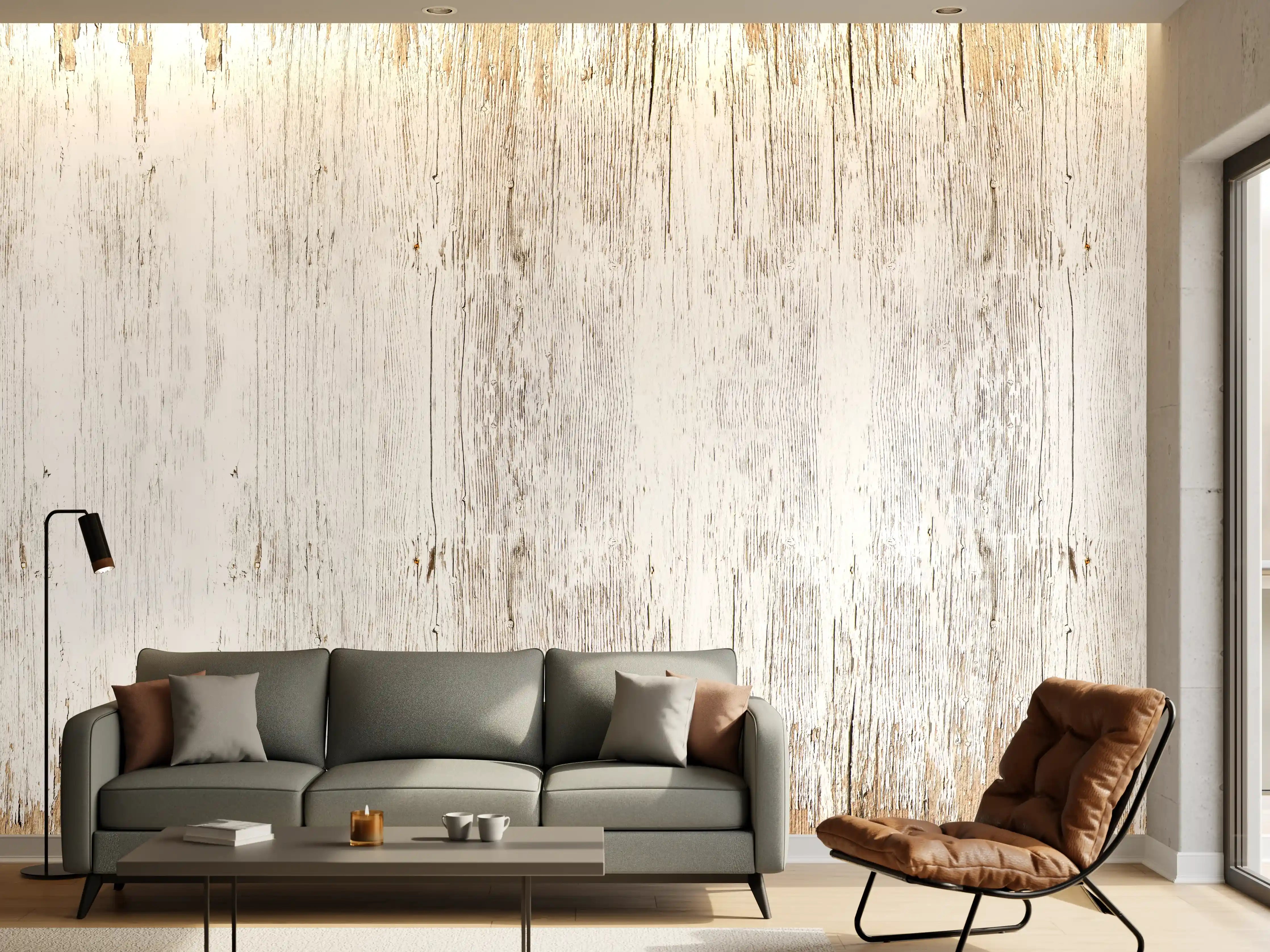 Wandverkleidung Wohnzimmer - Alte weiße lackierte Holzstruktur