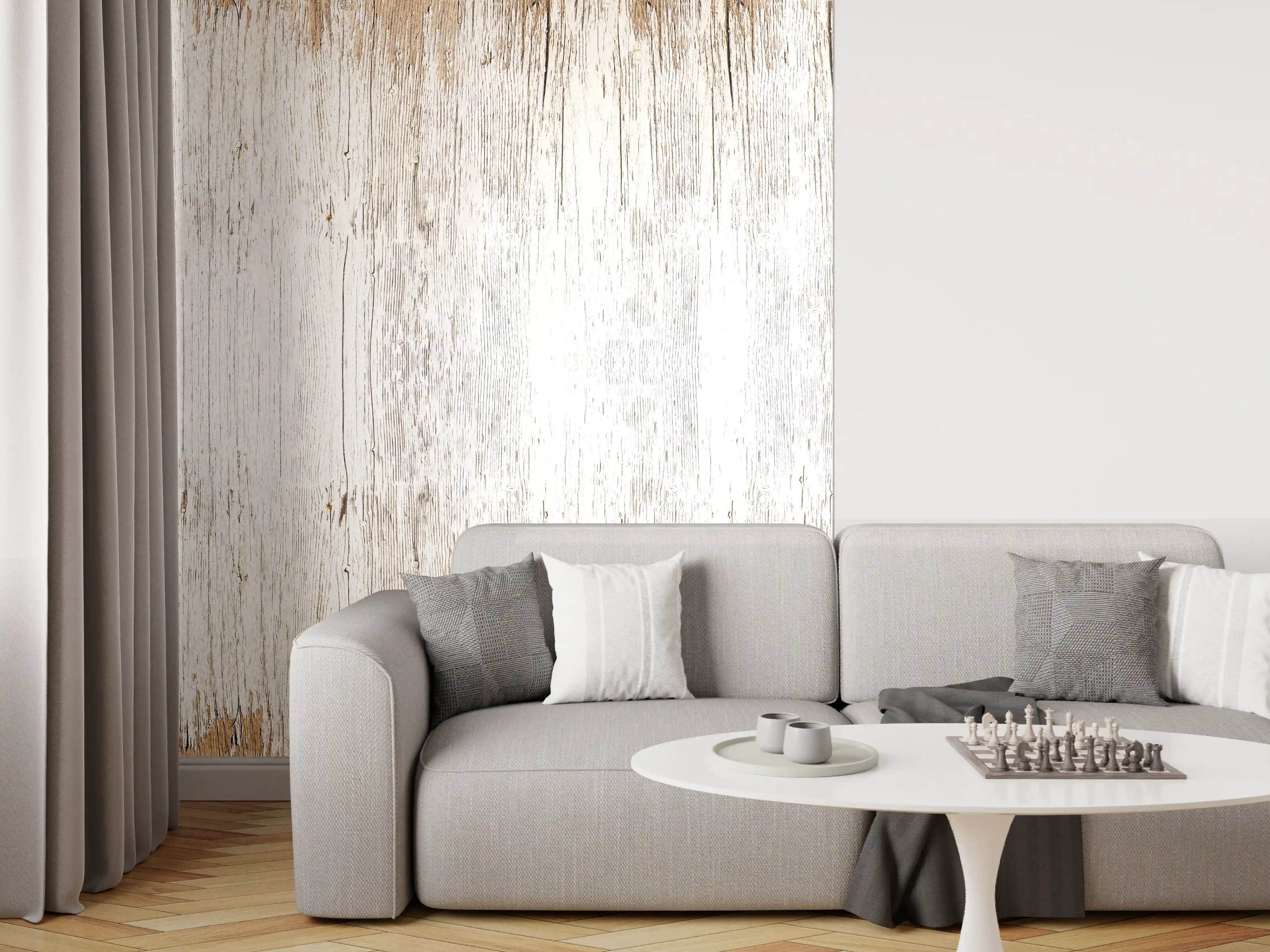 Wandverkleidung Wohnzimmer - Alte weiße lackierte Holzstruktur