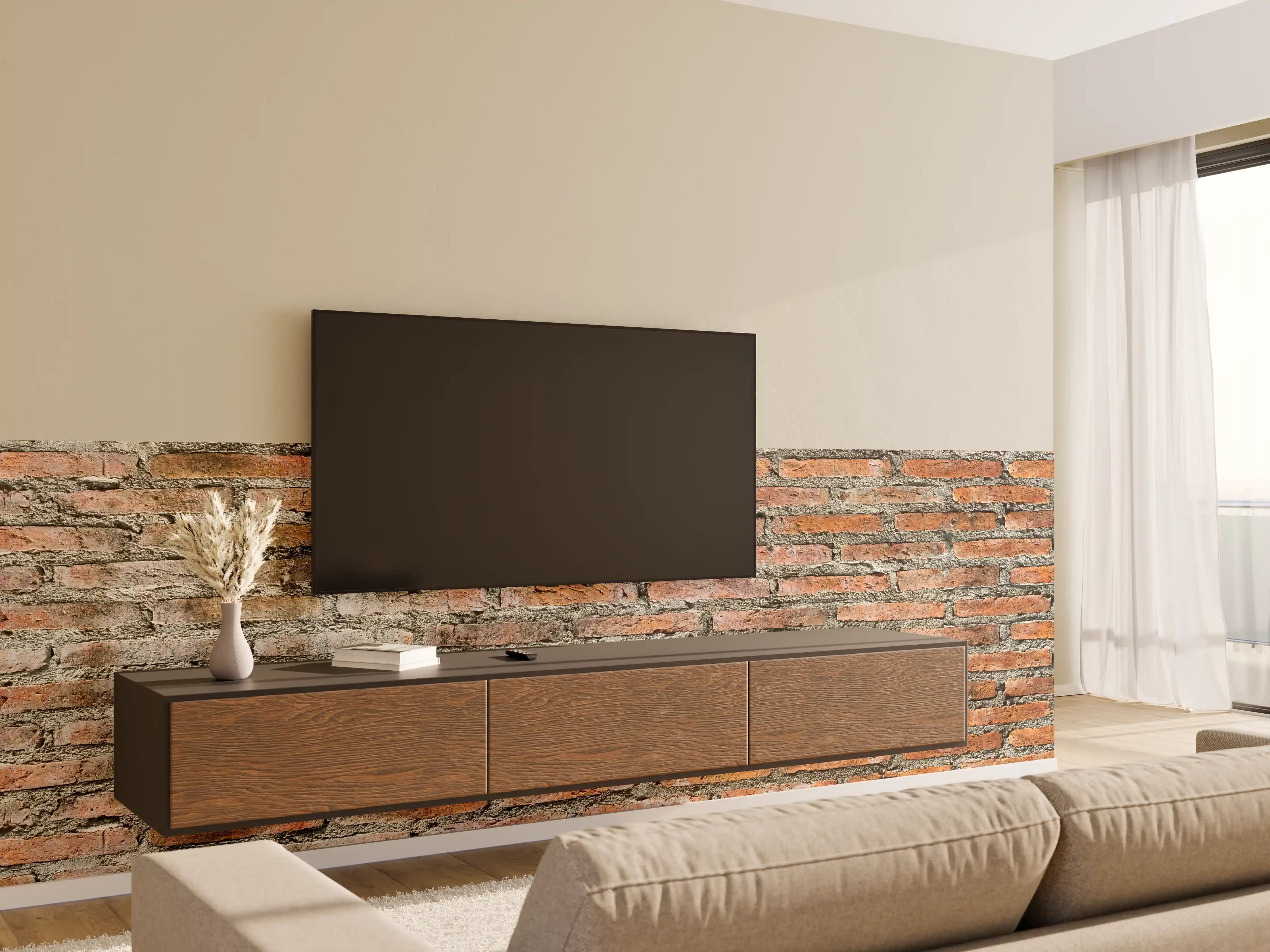 Wandverkleidung Wohnzimmer - Alter Backstein - Textur