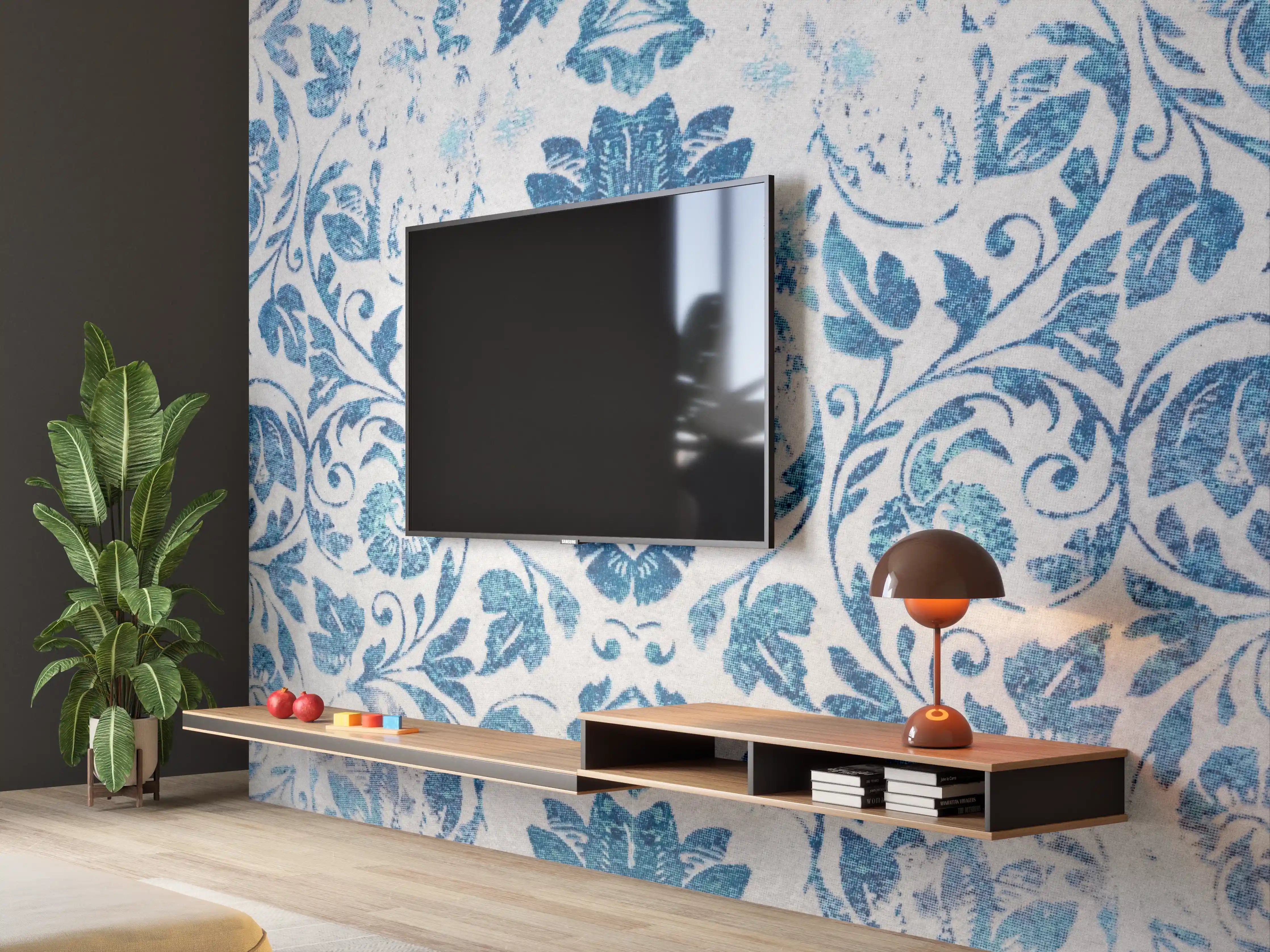 Wandverkleidung Wohnzimmer - Altes Abgenutztes Damast Patchwork Vintage Motiv