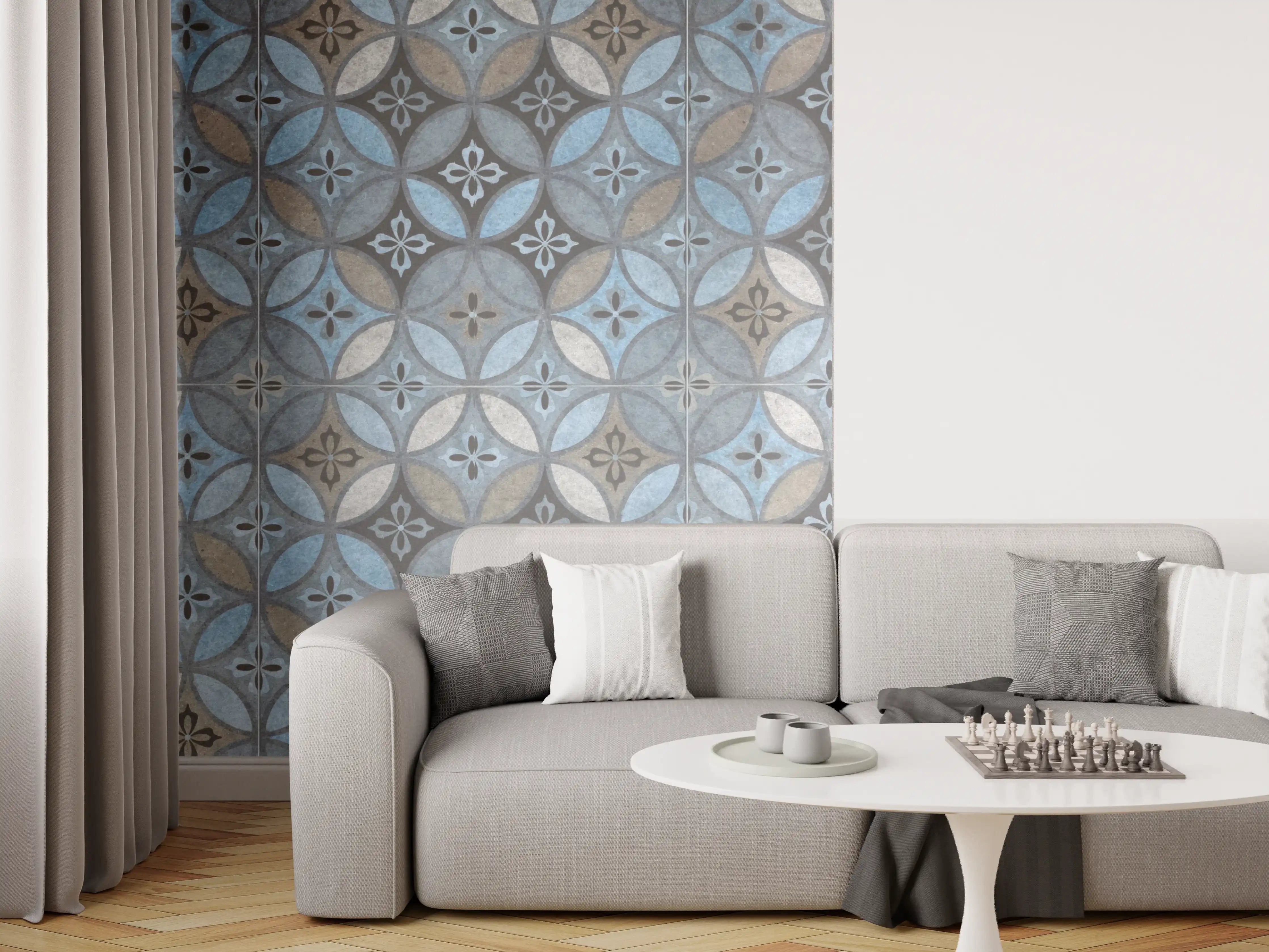 Wandverkleidung Wohnzimmer - Altes Buntes Patchwork Mosaik Motiv