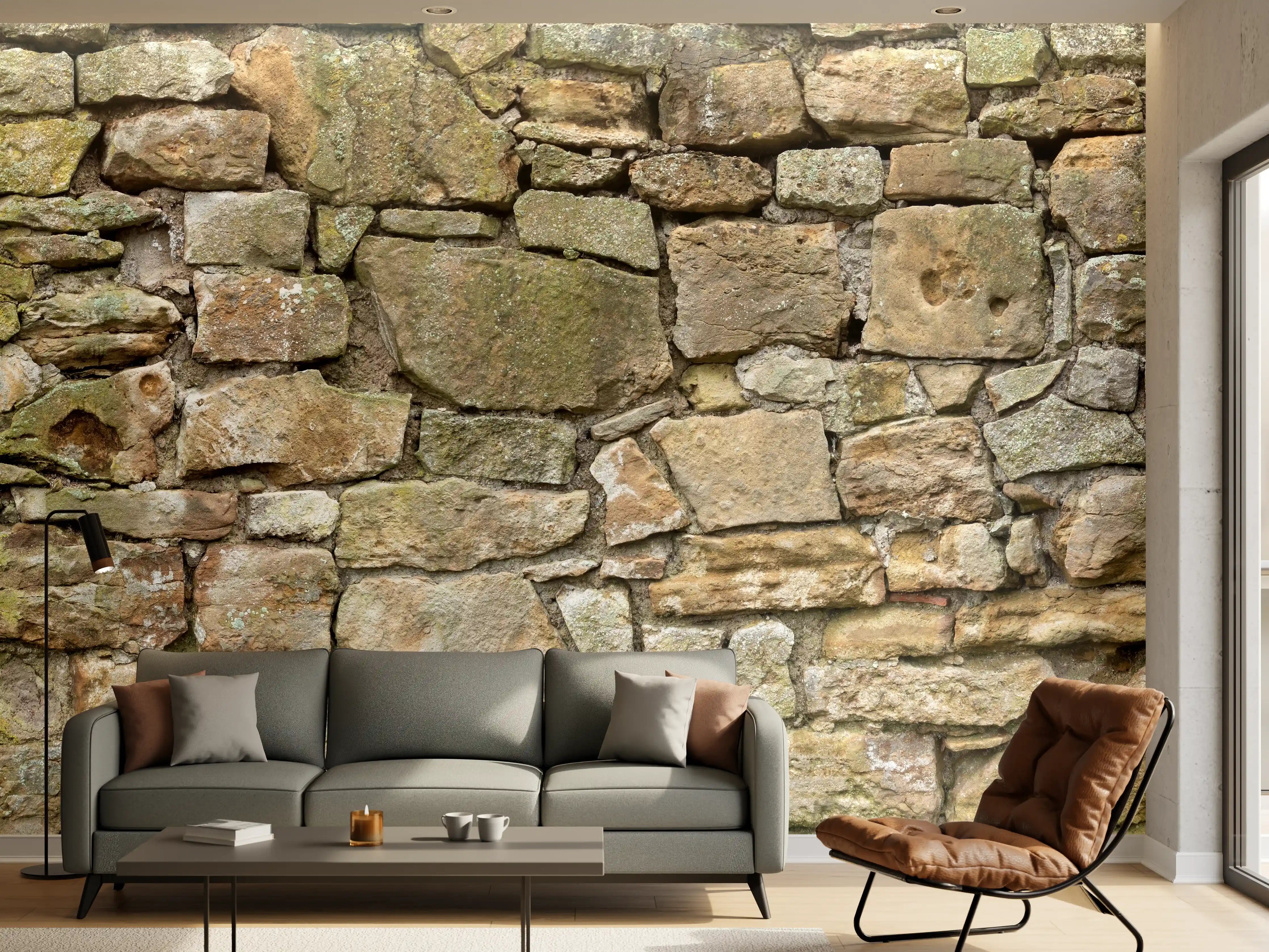 Wandverkleidung Wohnzimmer - Altes Mauerwerk