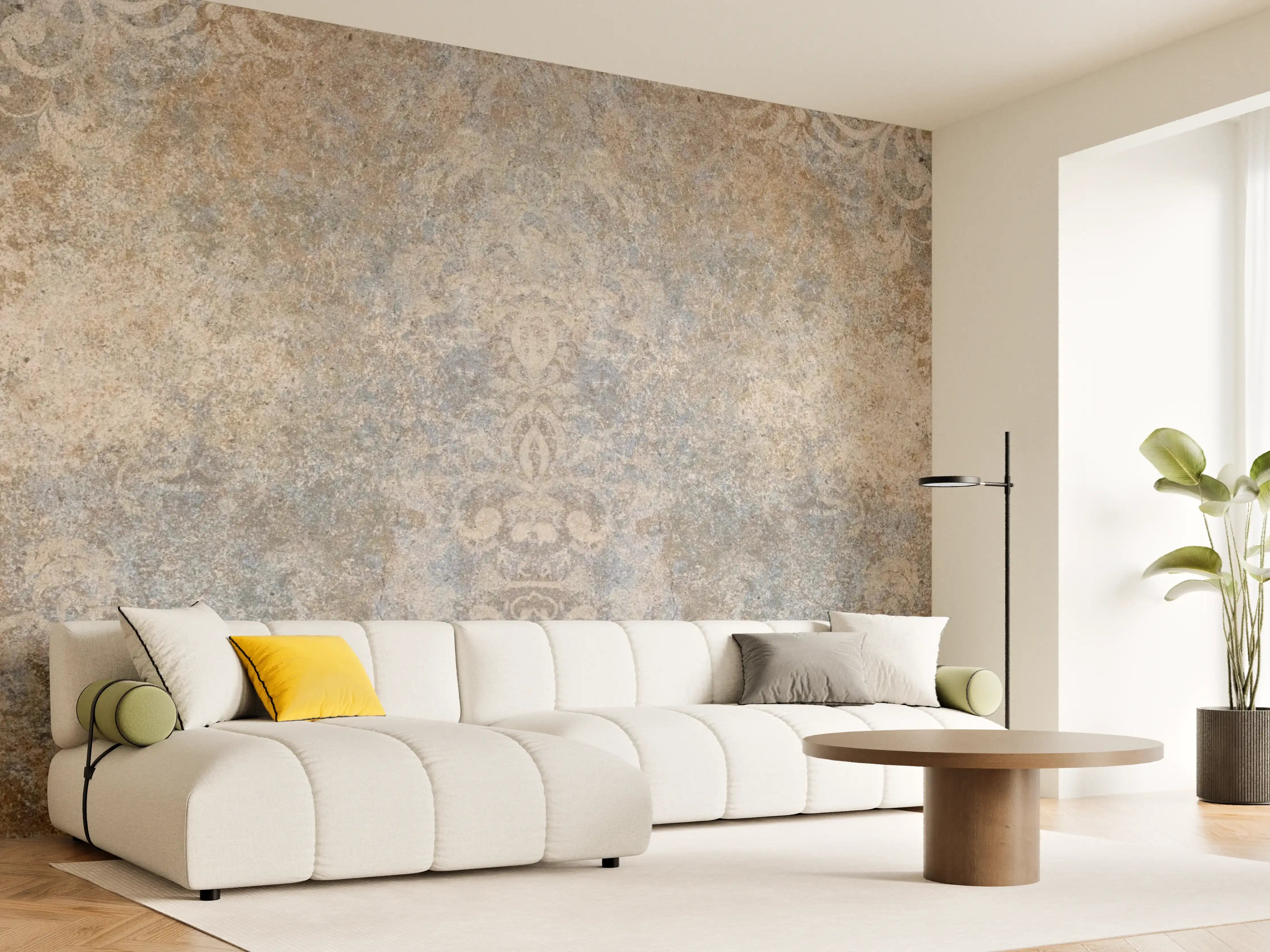 Wandverkleidung Wohnzimmer - Altes abgenutztes Mosaik Motiv