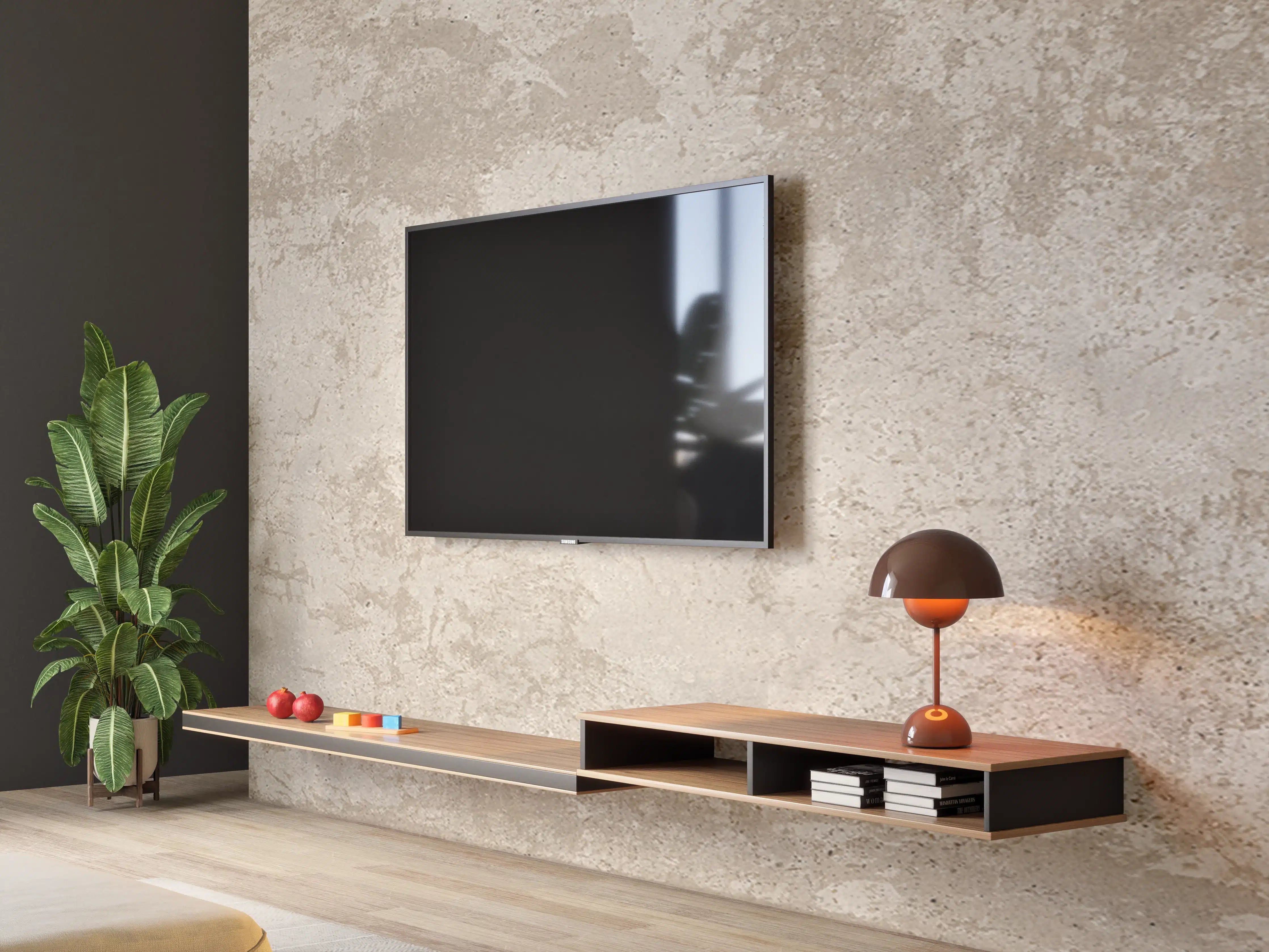 Wandverkleidung Wohnzimmer - Antik beige Betonwand