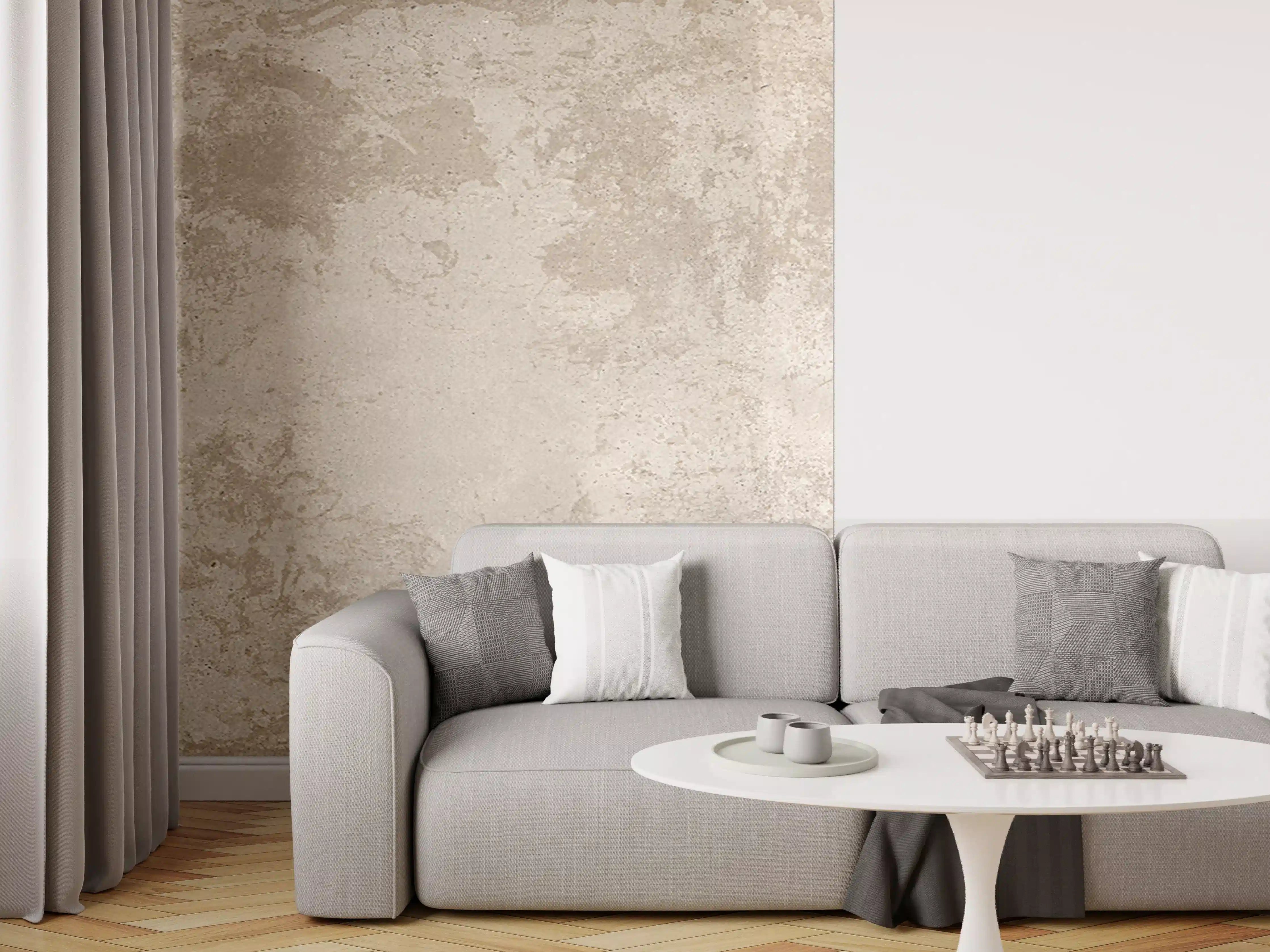 Wandverkleidung Wohnzimmer - Antik beige Betonwand