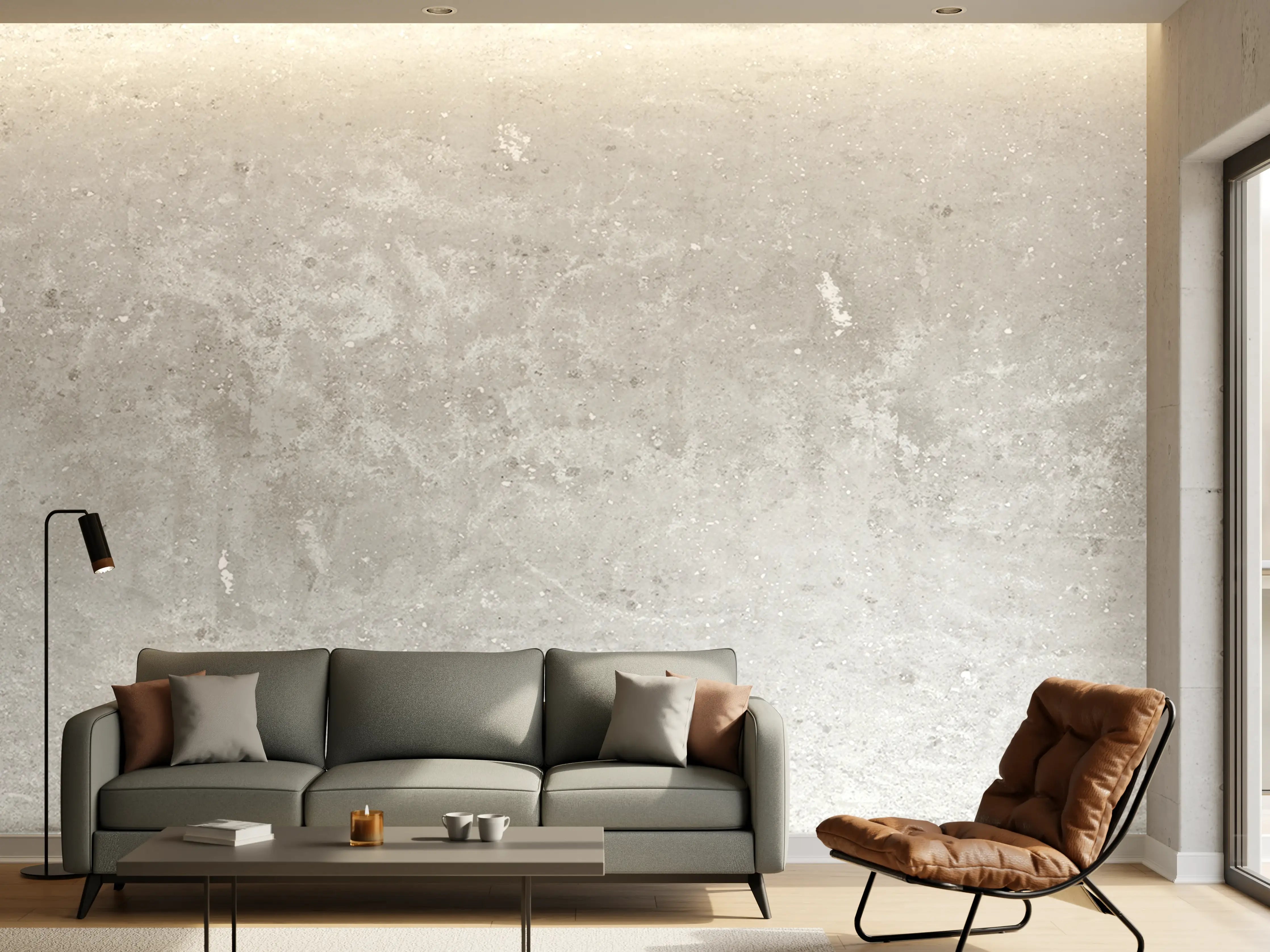 Wandverkleidung Wohnzimmer - Antik weiß-gräuliche Betonwand