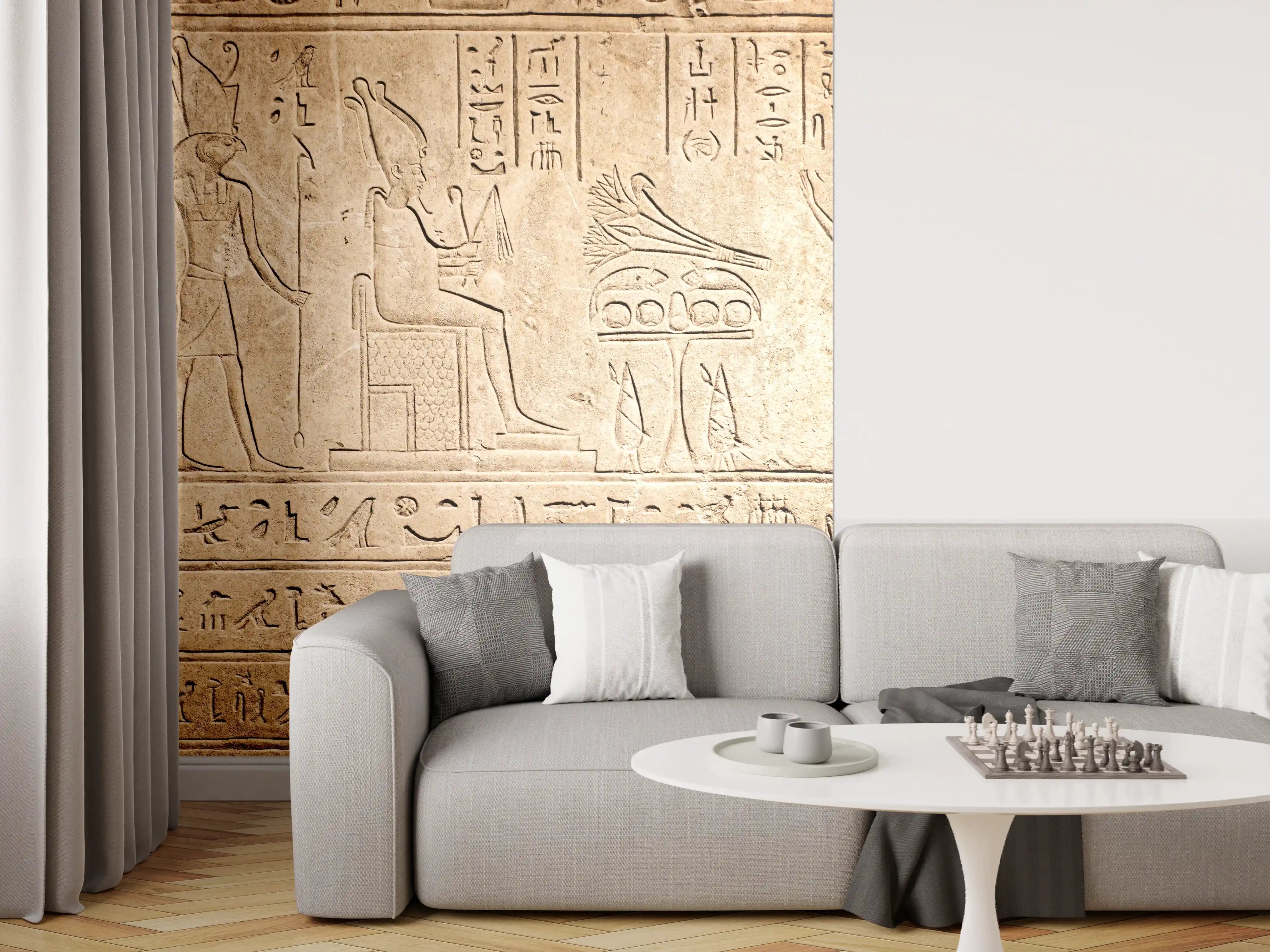 Wandverkleidung Wohnzimmer - Antike Ägyptische Hieroglyphen