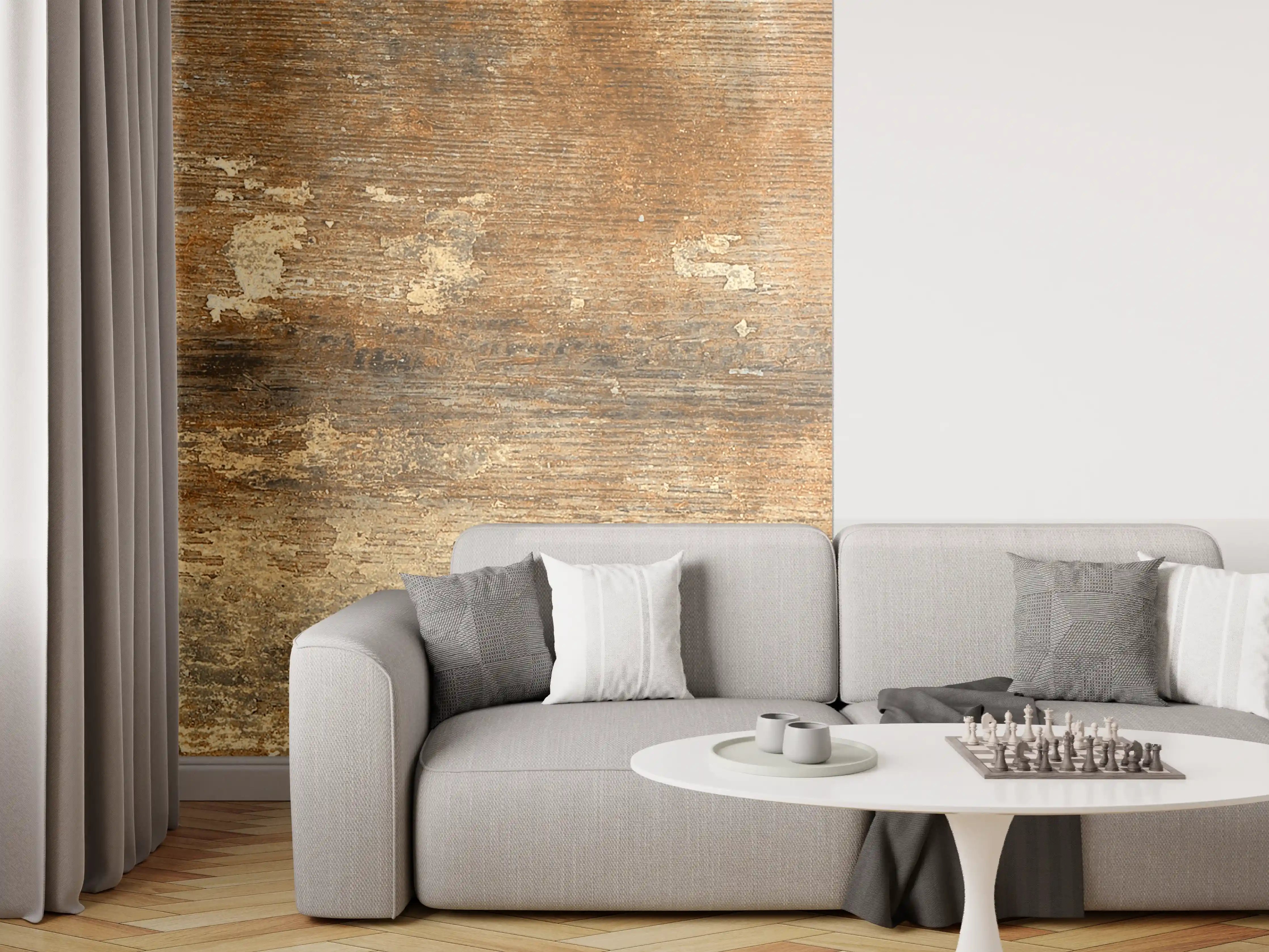 Wandverkleidung Wohnzimmer - Antike Eichenholz-Textur