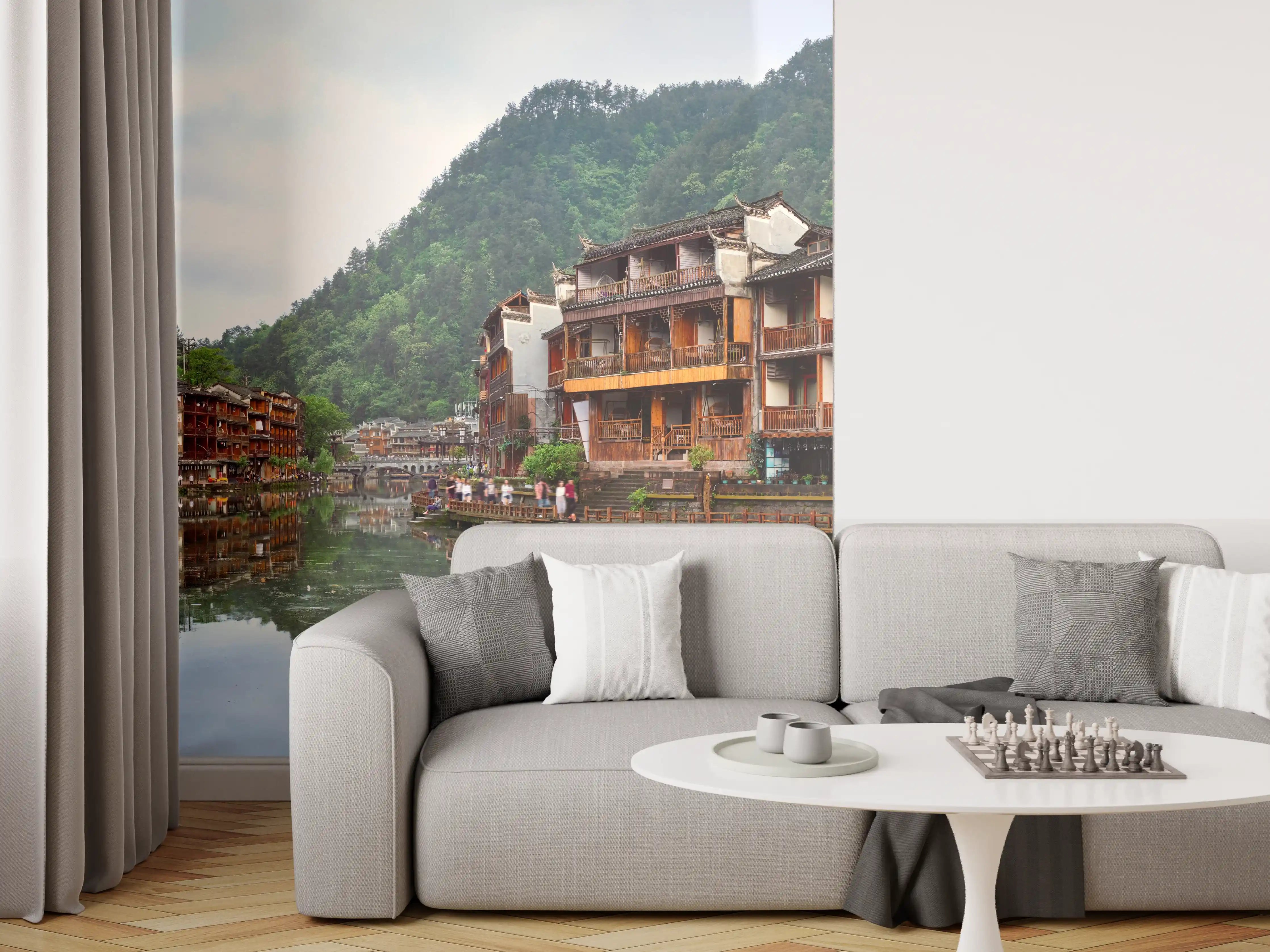 Wandverkleidung Wohnzimmer - Antike Stadt Feng Huang