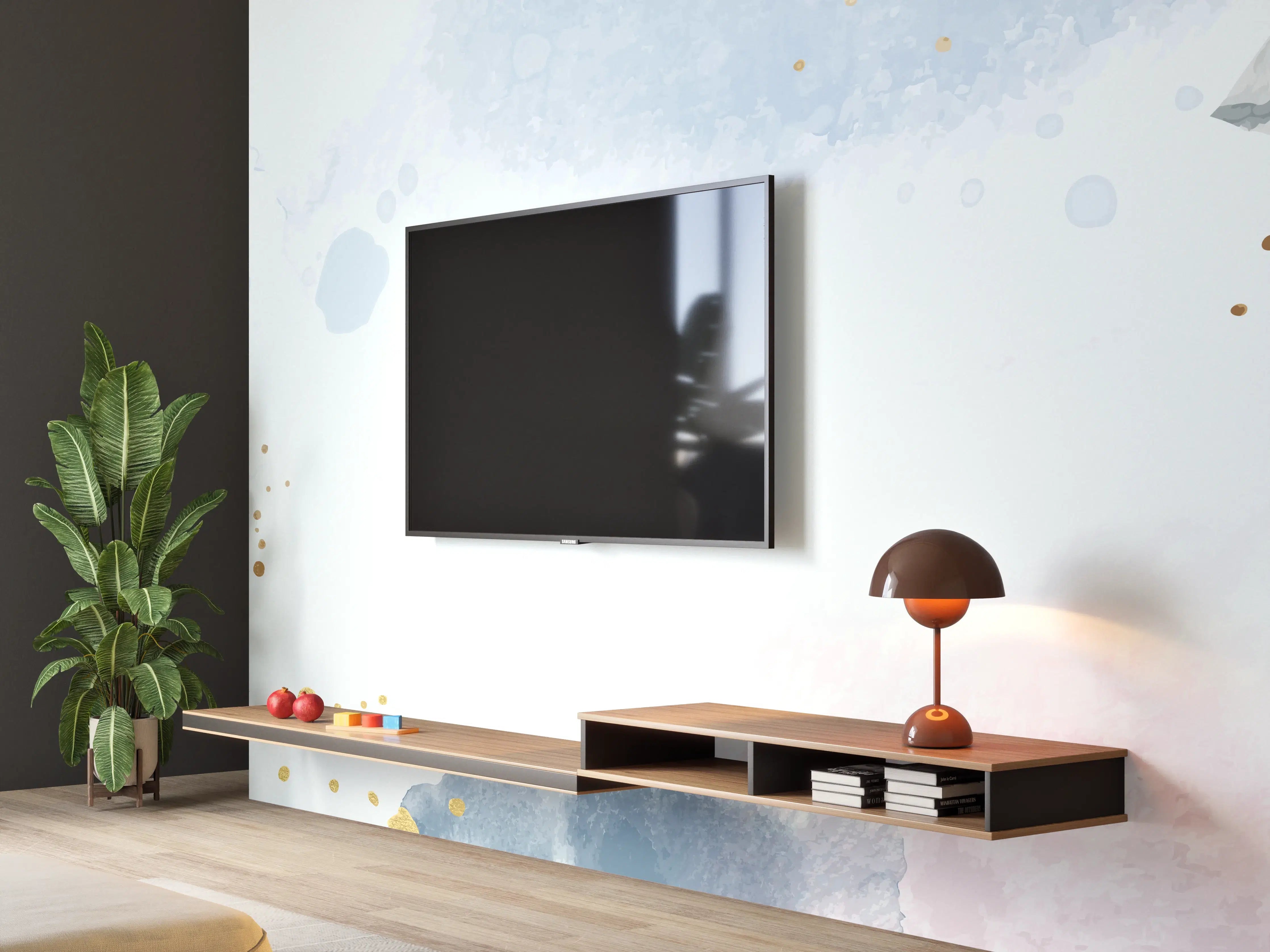 Wandverkleidung Wohnzimmer - Aquarell Blüten Pastell