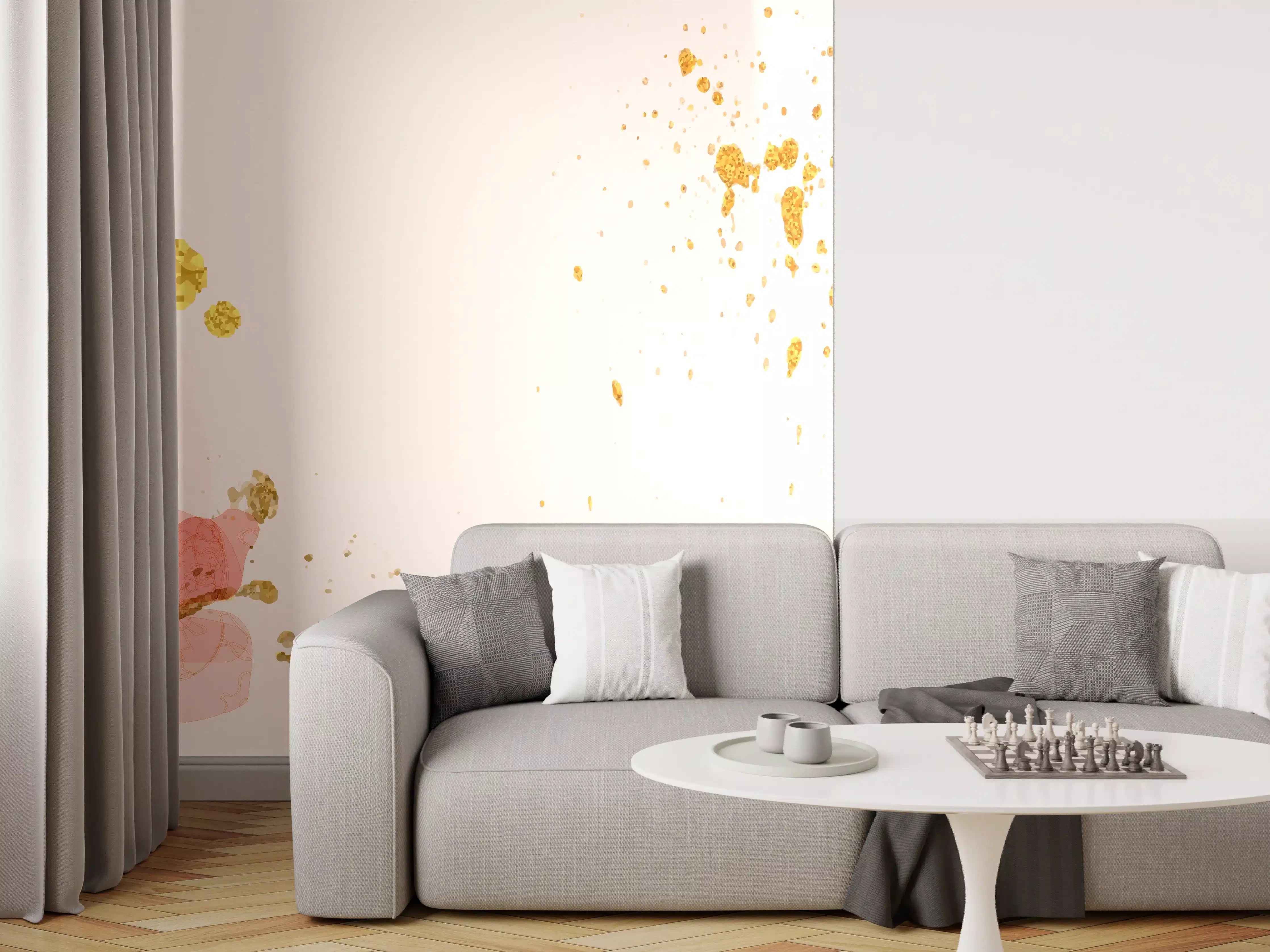 Wandverkleidung Wohnzimmer - Aquarell Blumen Abstrakt