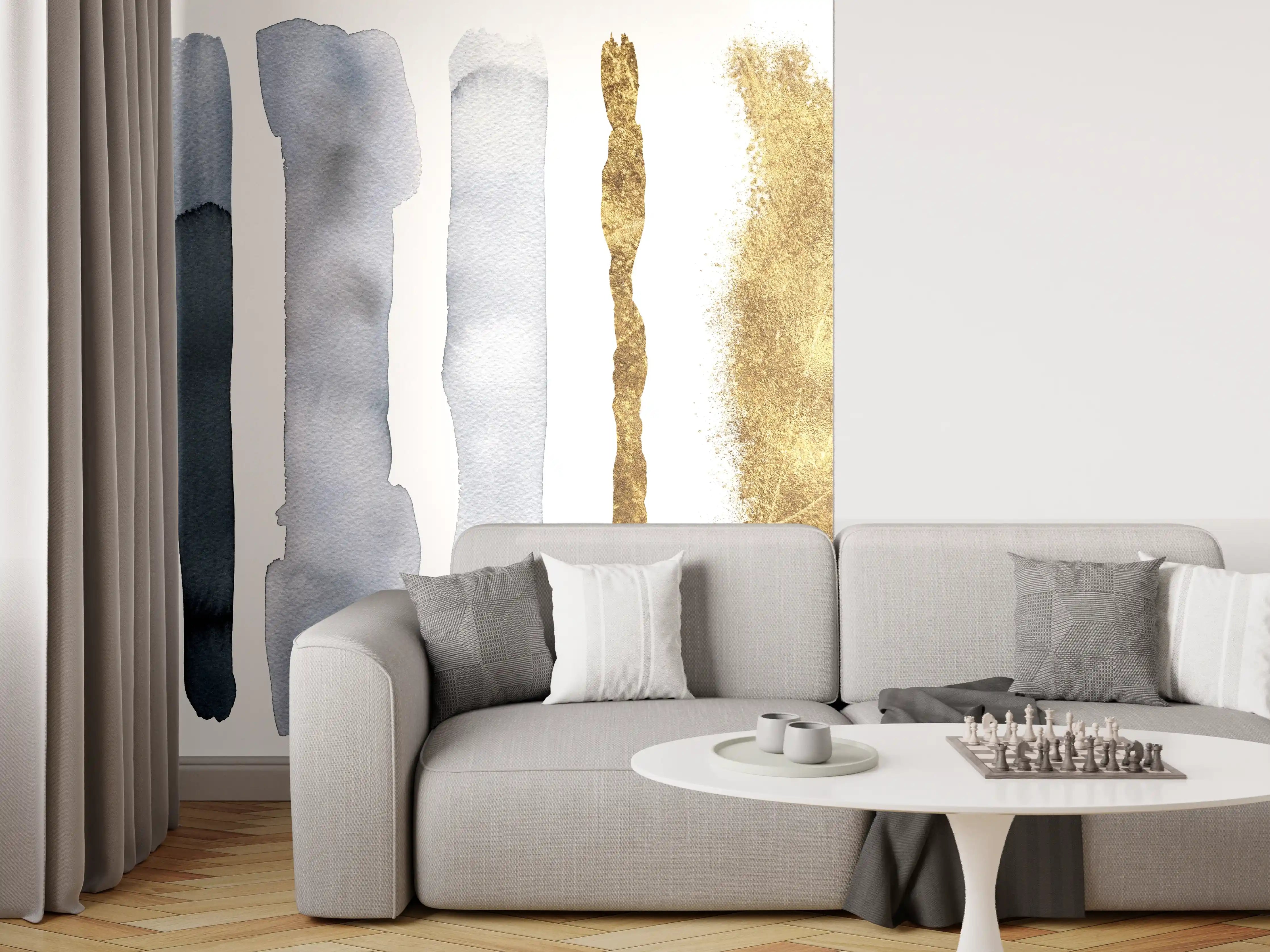 Wandverkleidung Wohnzimmer - Aquarell Malerei im Flecken-Overlay