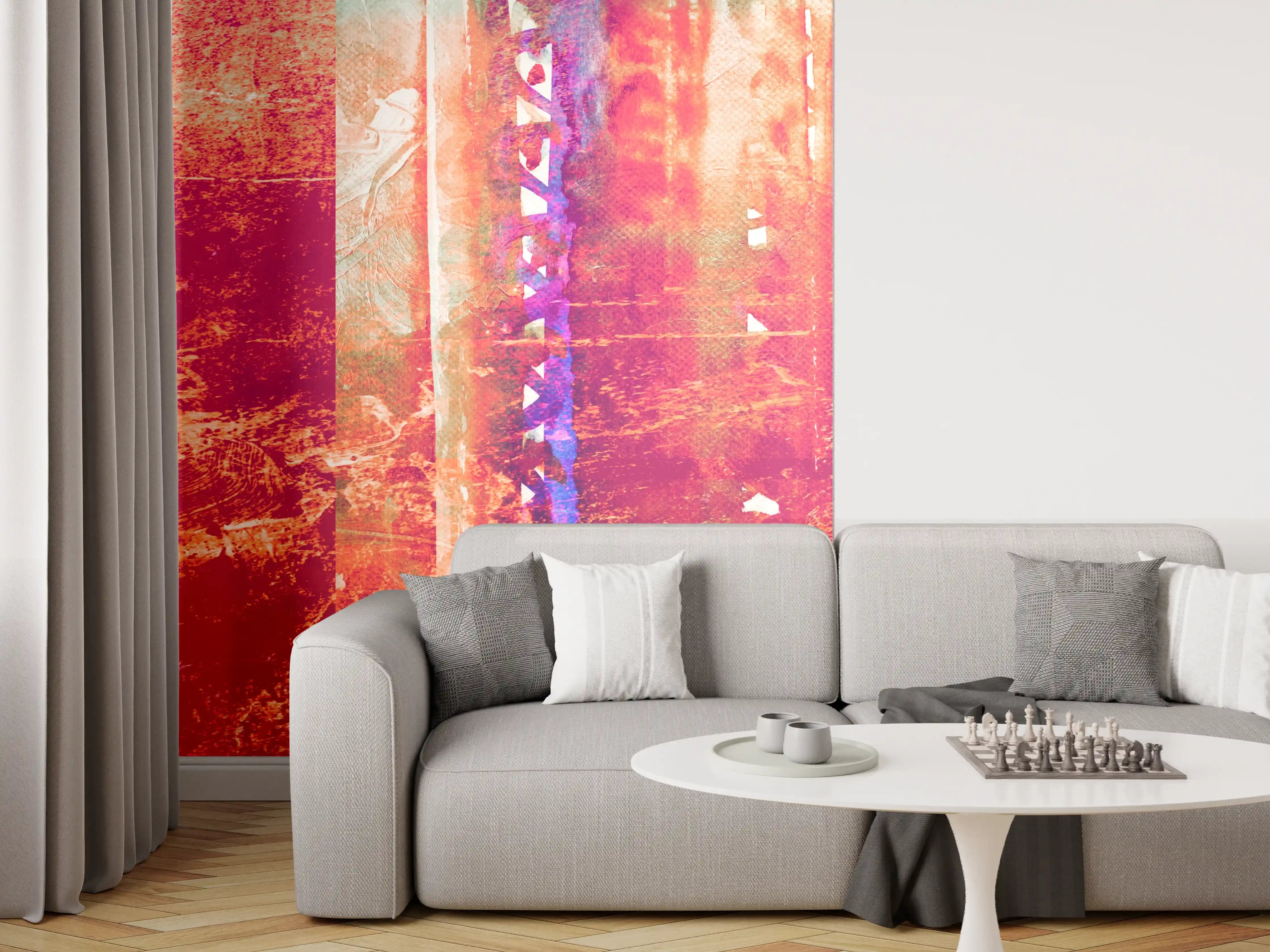 Wandverkleidung Wohnzimmer - Aquarell pastellfarbige Streifen