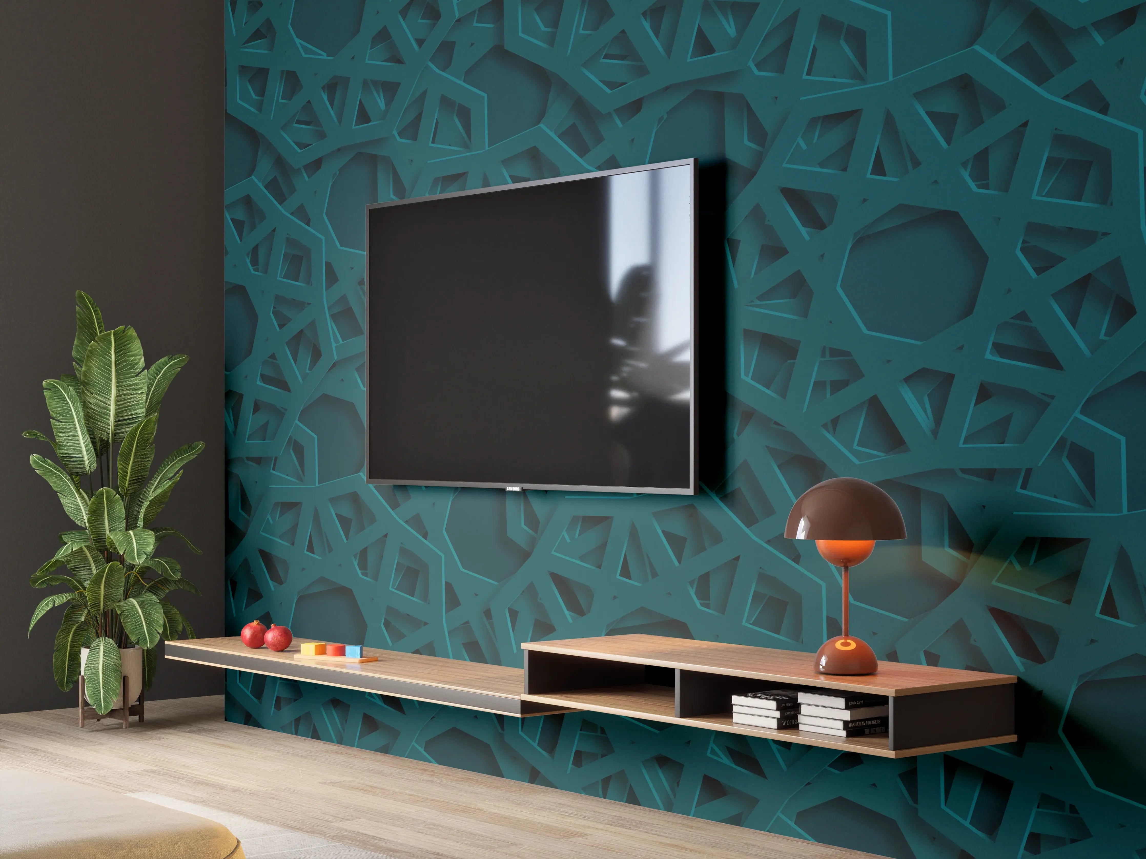 Wandverkleidung Wohnzimmer - Arabische Muster Dunkelgrün