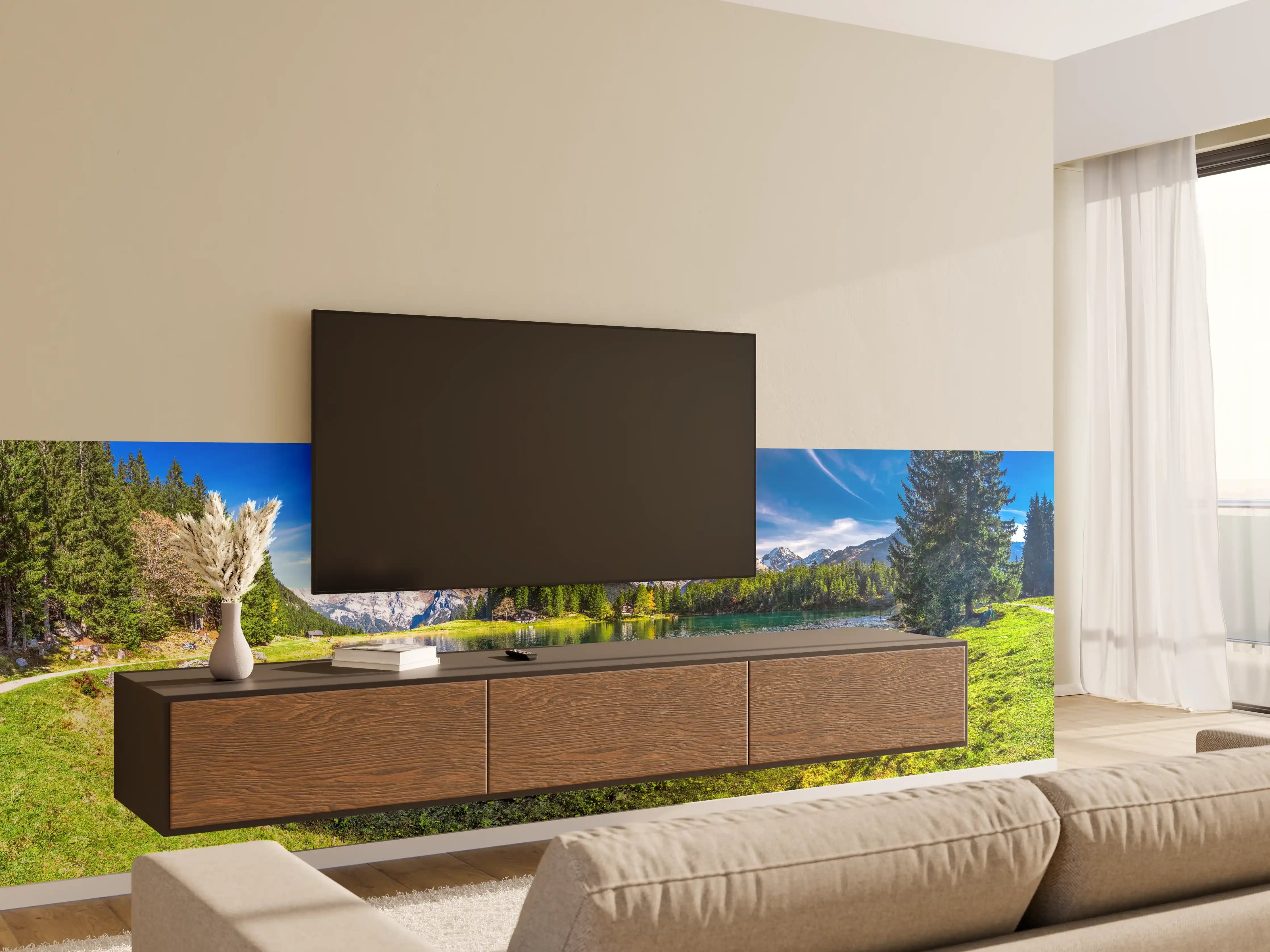 Wandverkleidung Wohnzimmer - Arnisee in schweizer Alpen