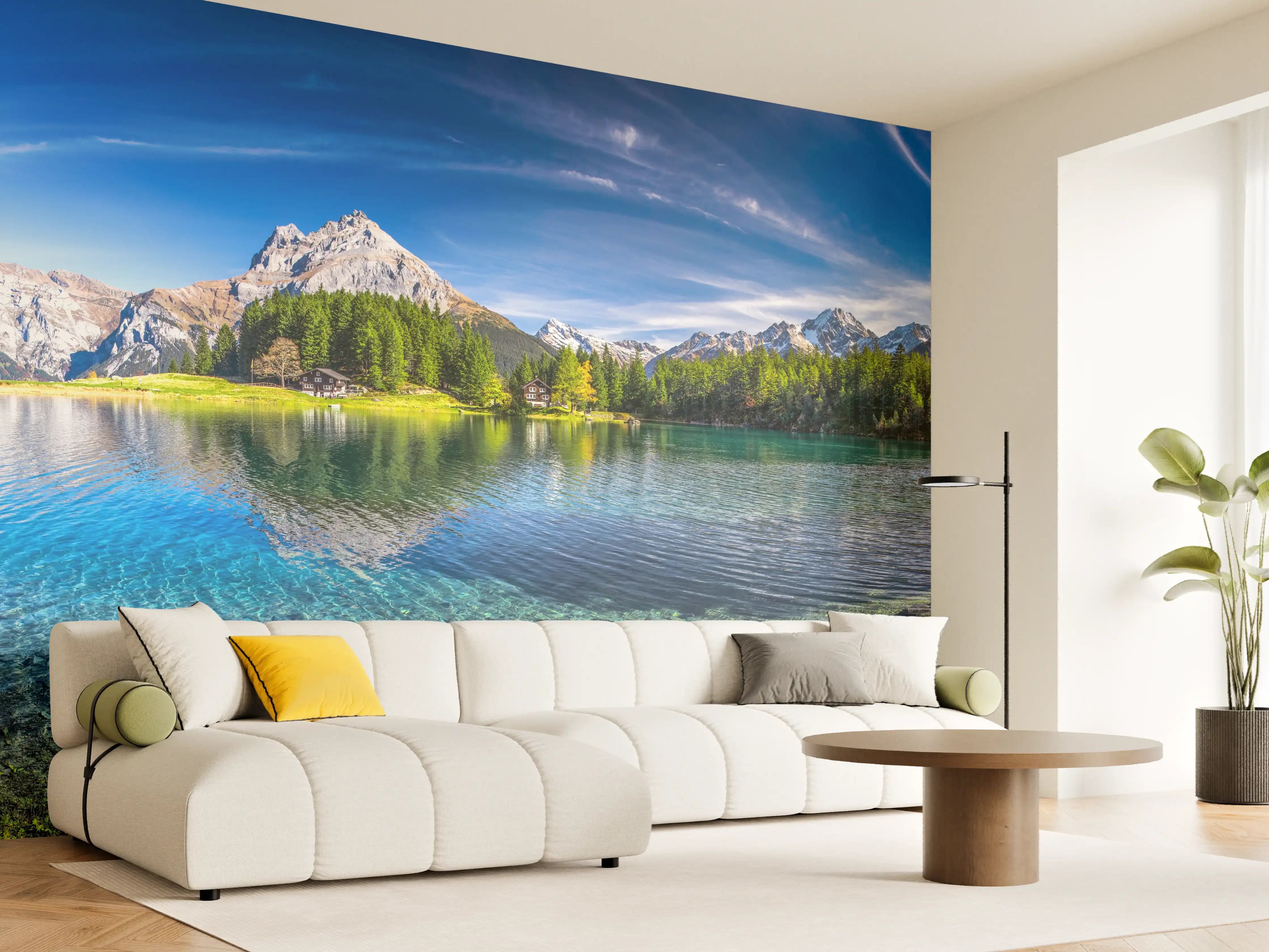 Wandverkleidung Wohnzimmer - Arnisee in schweizer Alpen