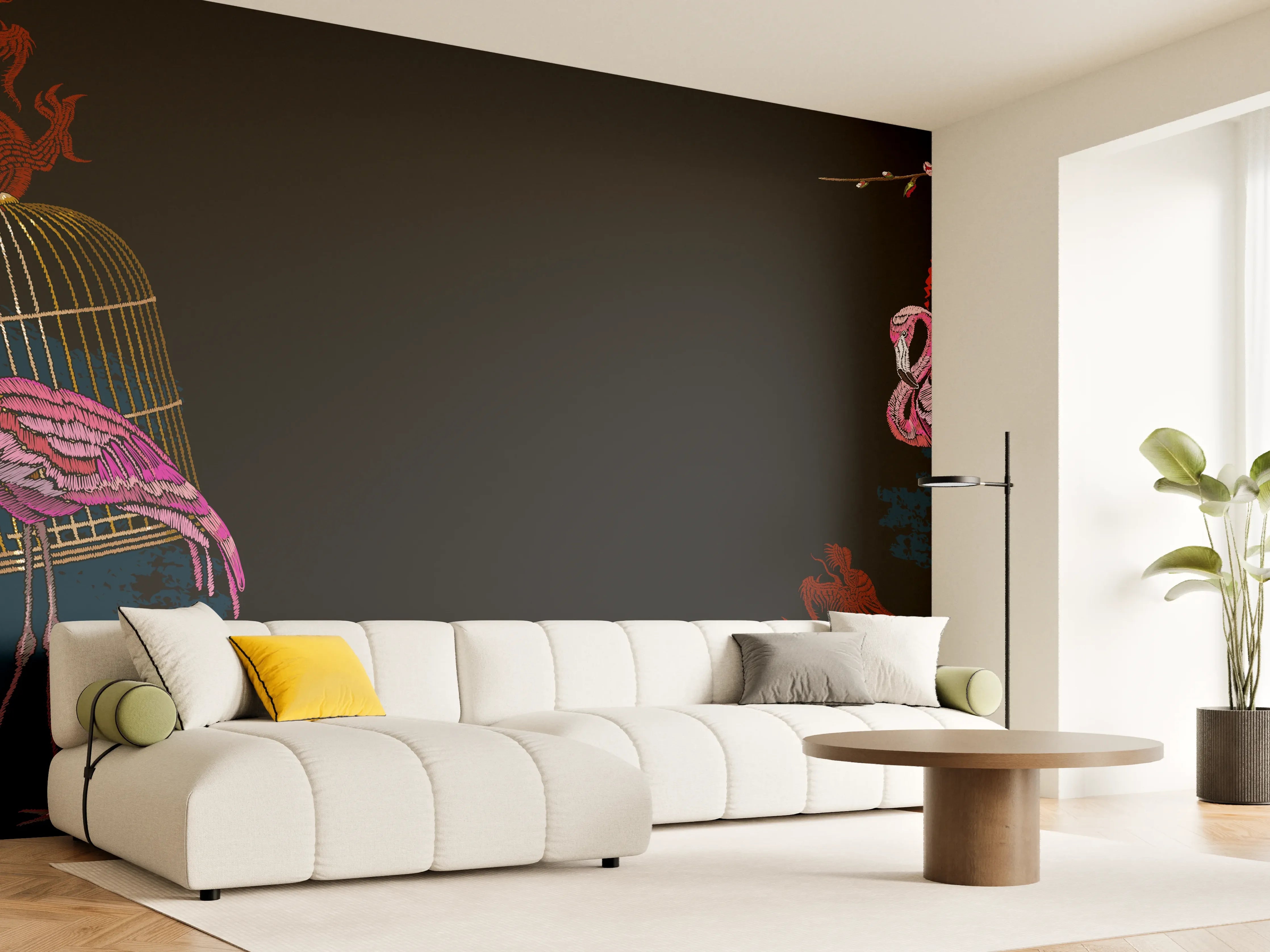 Wandverkleidung Wohnzimmer - Asiatisches Drachen-Fan Banner
