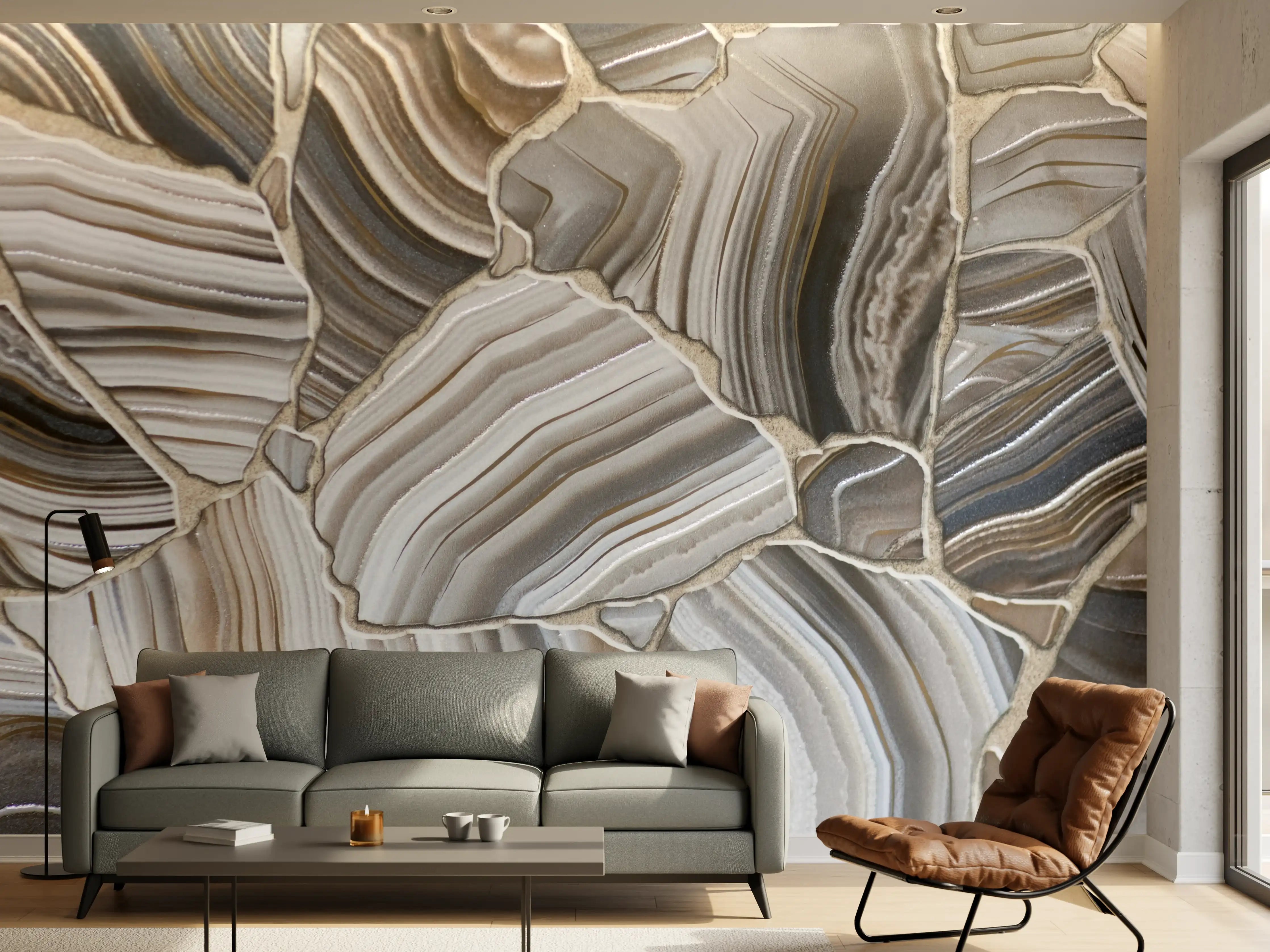 Wandverkleidung Wohnzimmer - Ästhetische Naturstein-Marmor-Collage