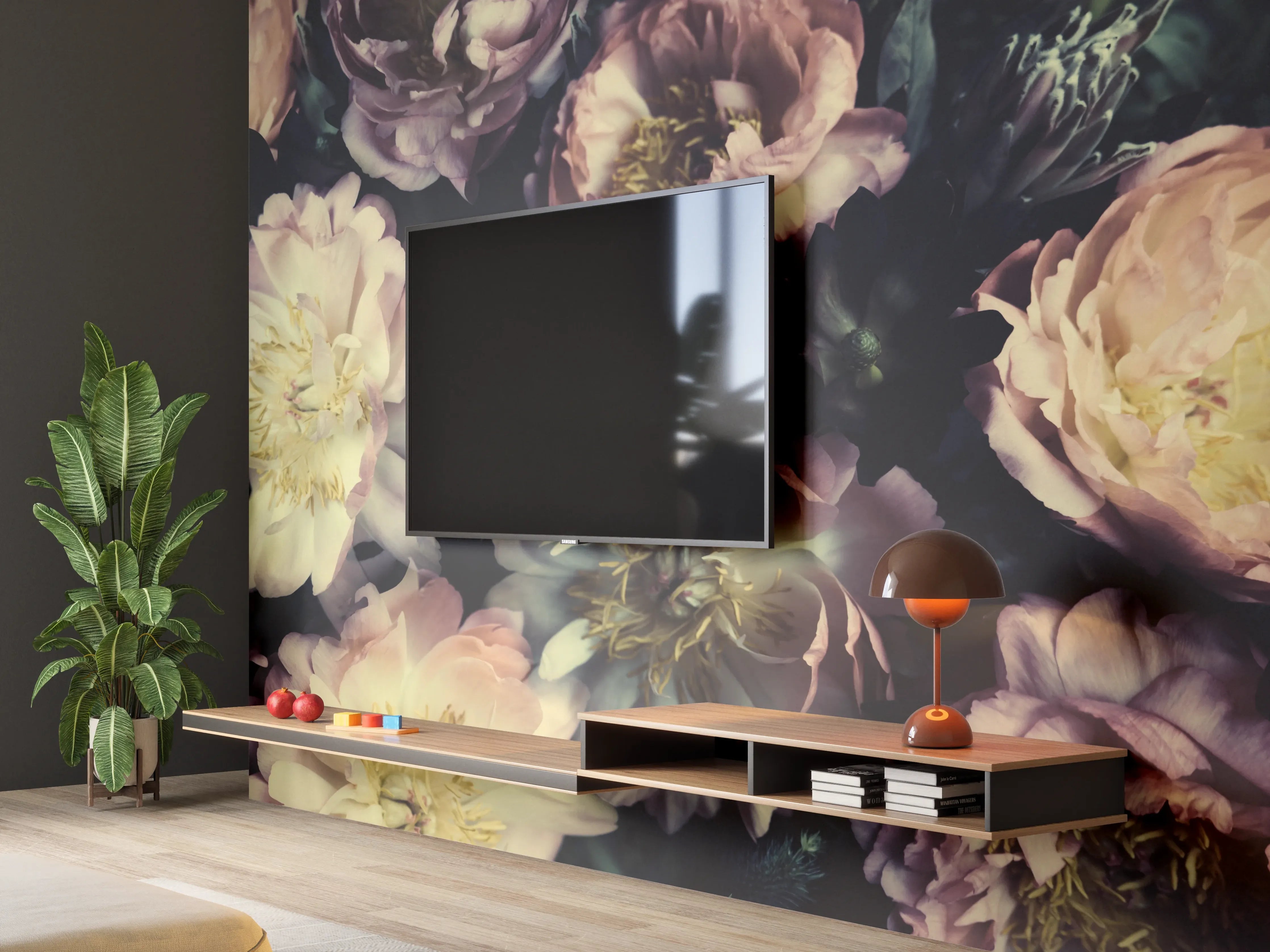 Wandverkleidung Wohnzimmer - Atemberaubende Pfingstrosen