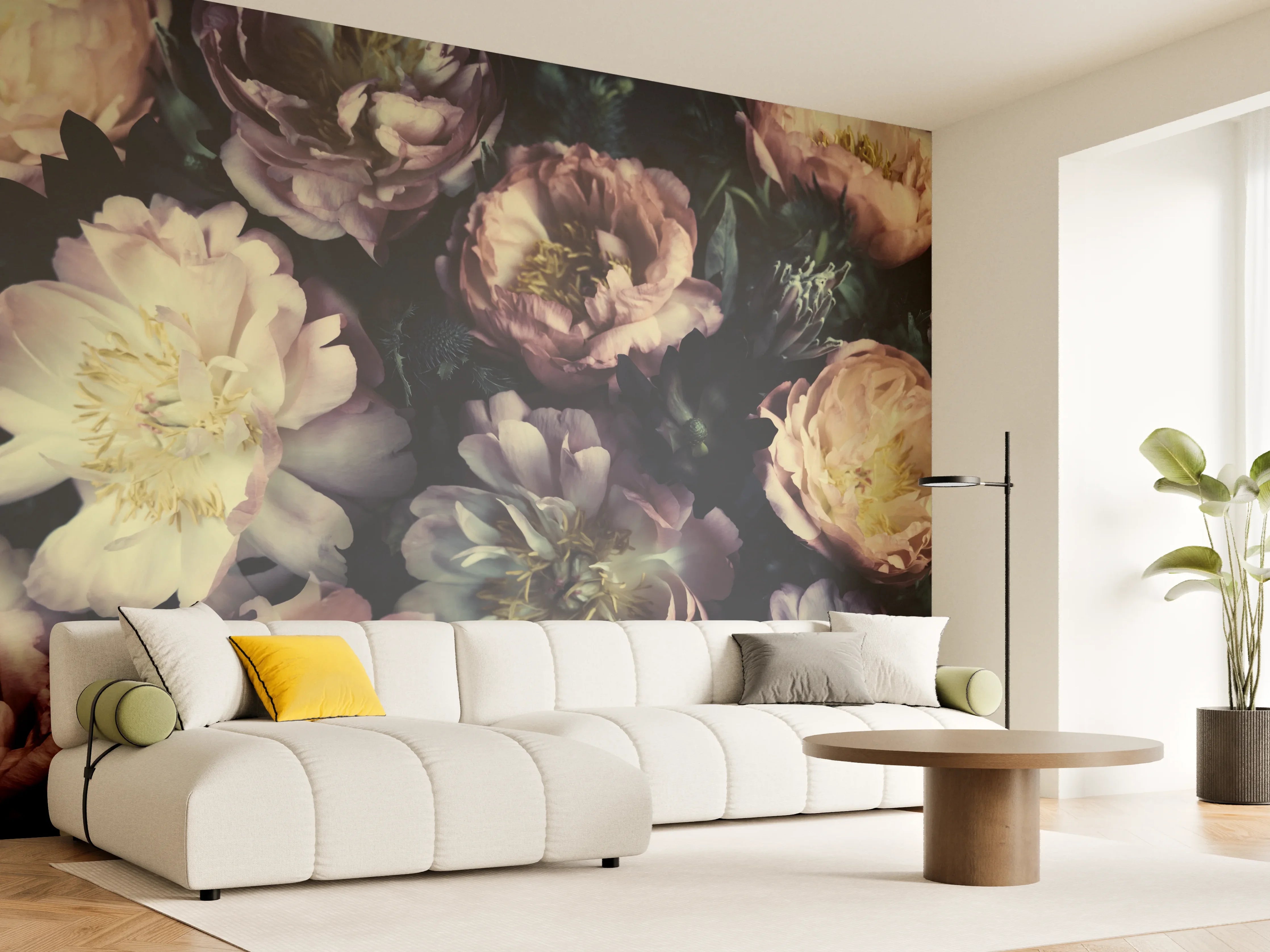 Wandverkleidung Wohnzimmer - Atemberaubende Pfingstrosen