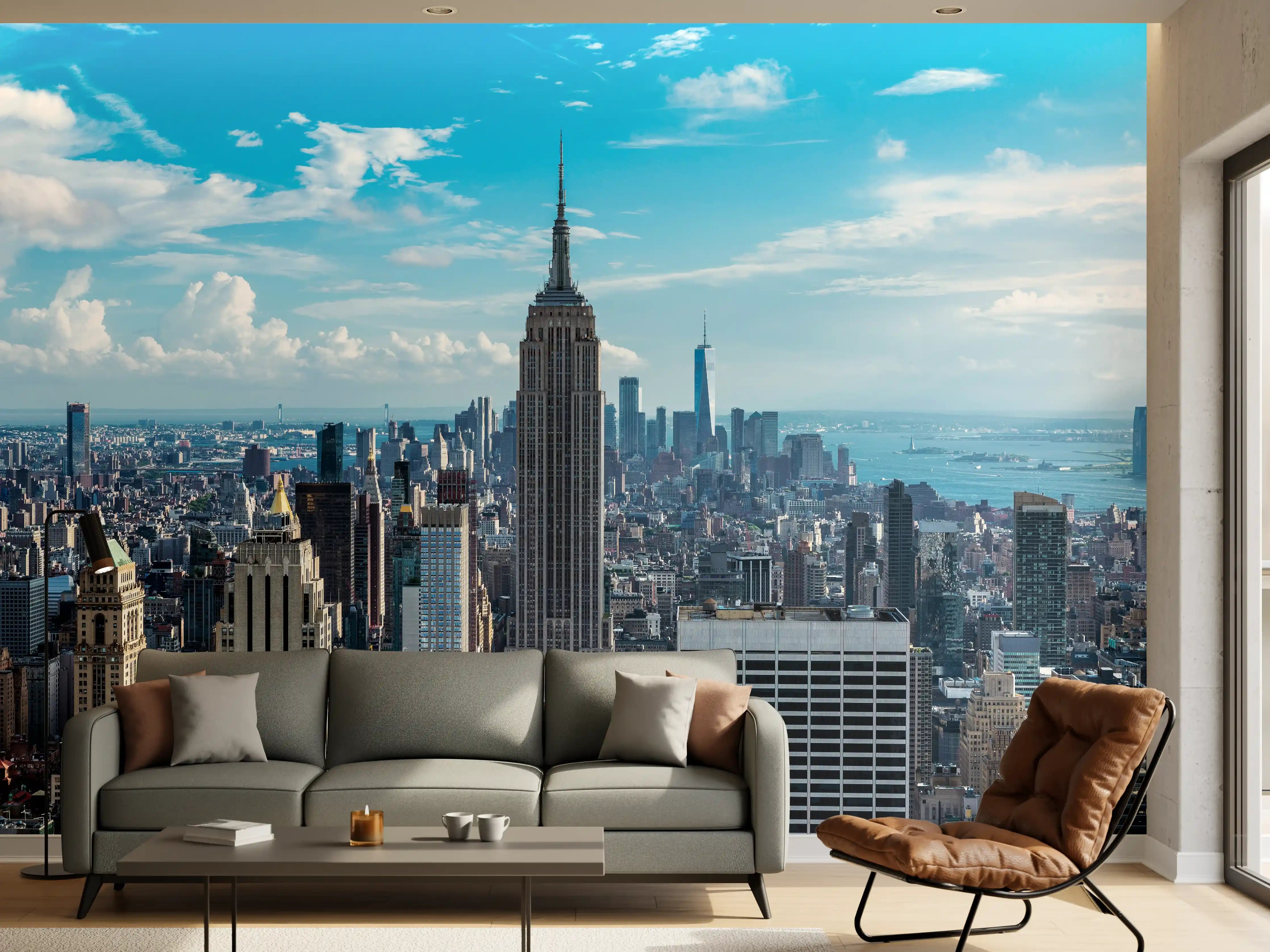 Wandverkleidung Wohnzimmer - Atemberaubende Skyline von New York bei Tag