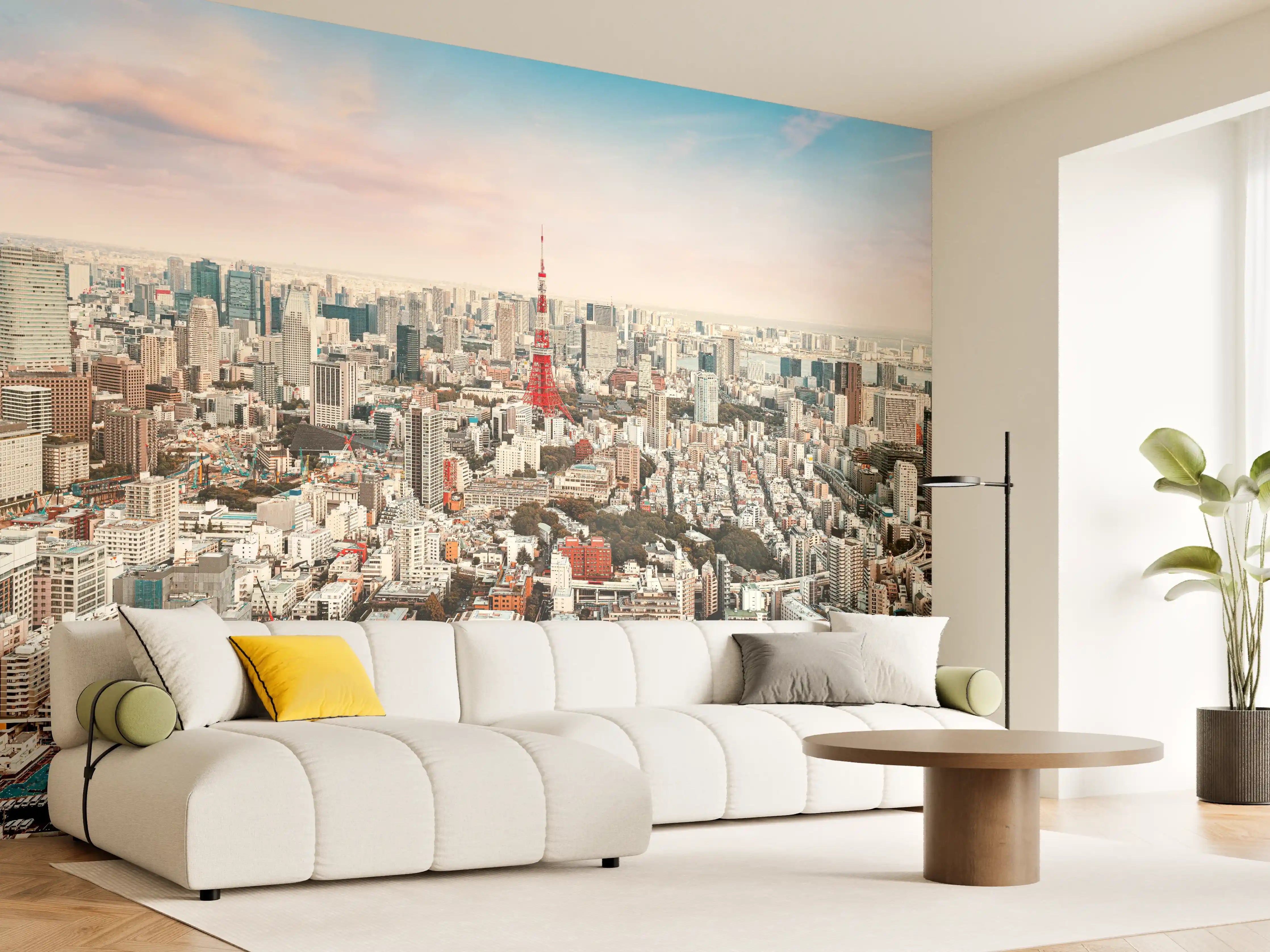 Wandverkleidung Wohnzimmer - Atemberaubende Skyline von Tokio bei Sonnenuntergang