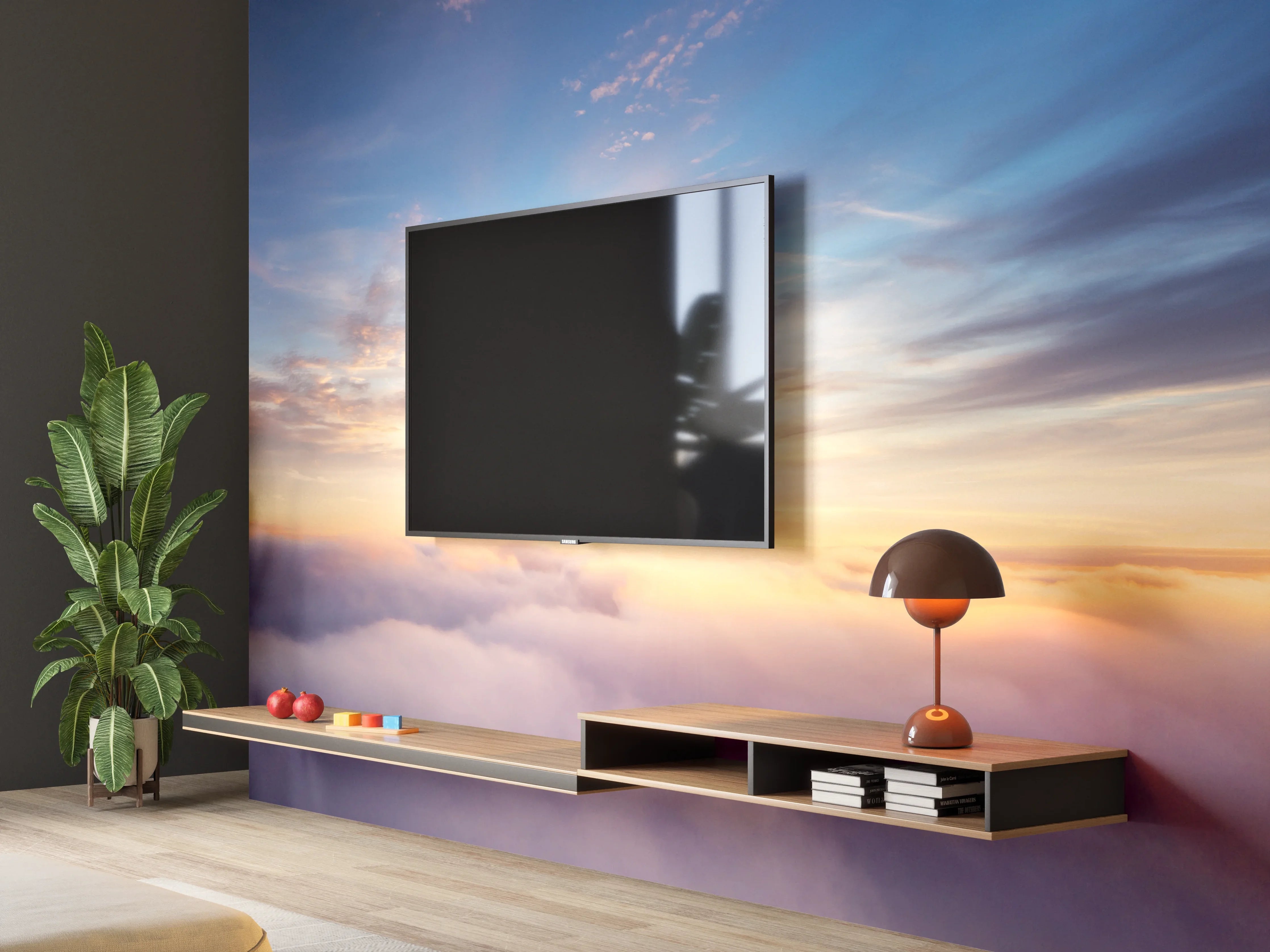 Wandverkleidung Wohnzimmer - Atemberaubender Sonnenaufgang über den Wolken