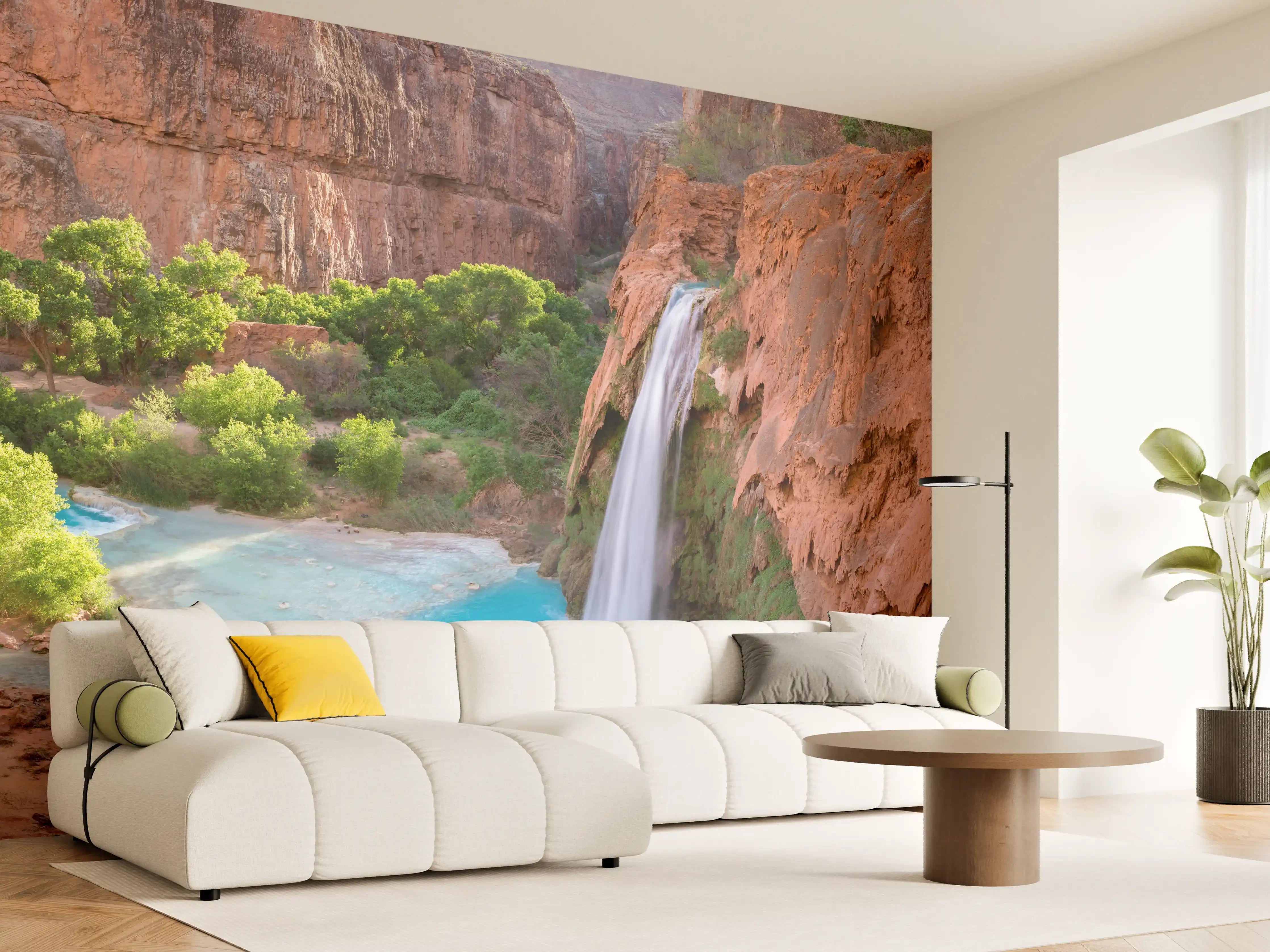 Wandverkleidung Wohnzimmer - Atemberaubender Wasserfall in der Natur