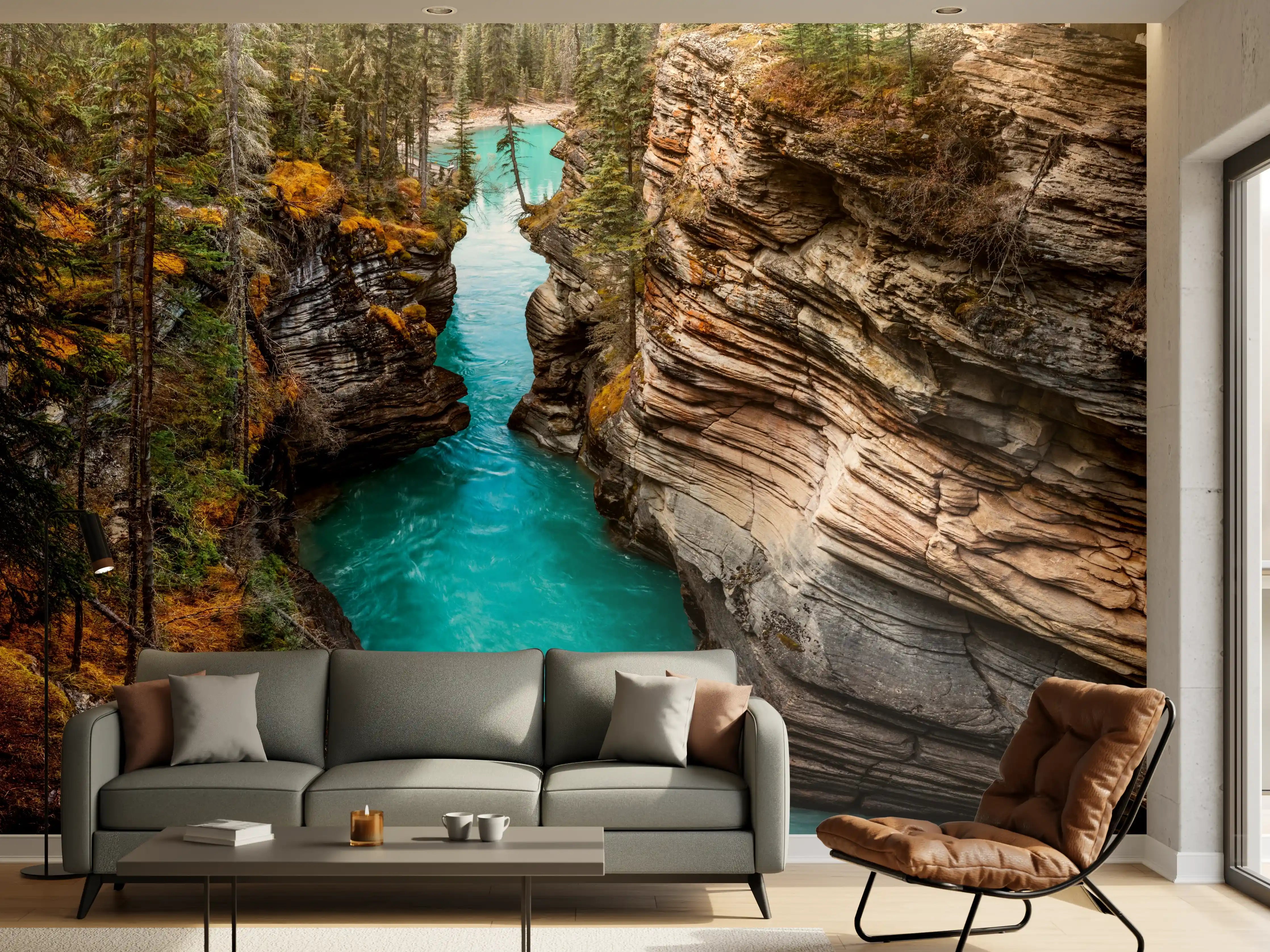 Wandverkleidung Wohnzimmer - Athabasca Wasserfälle - Kanada