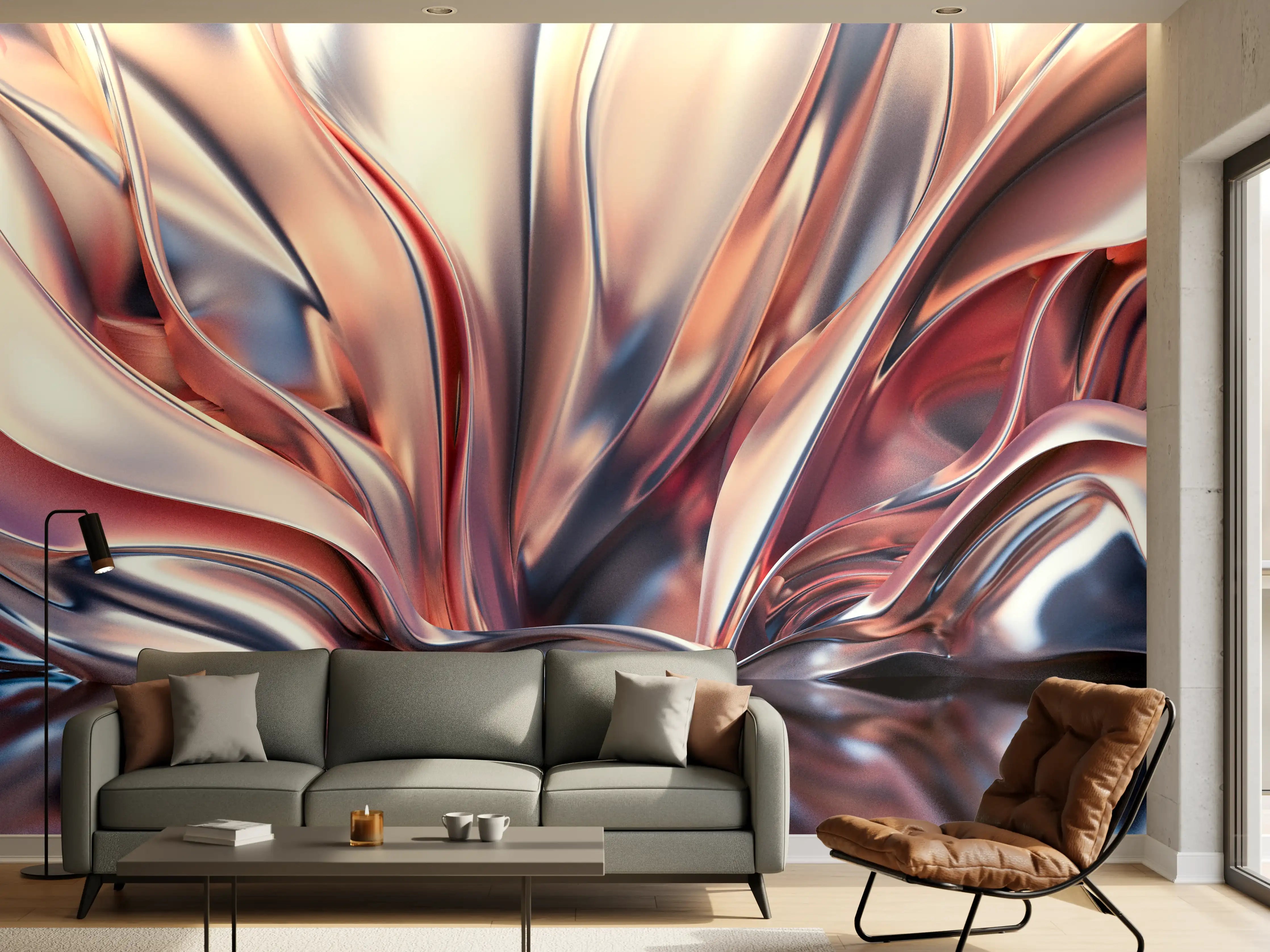 Wandverkleidung Wohnzimmer - Attraktives, modernes Metallkunstwerk