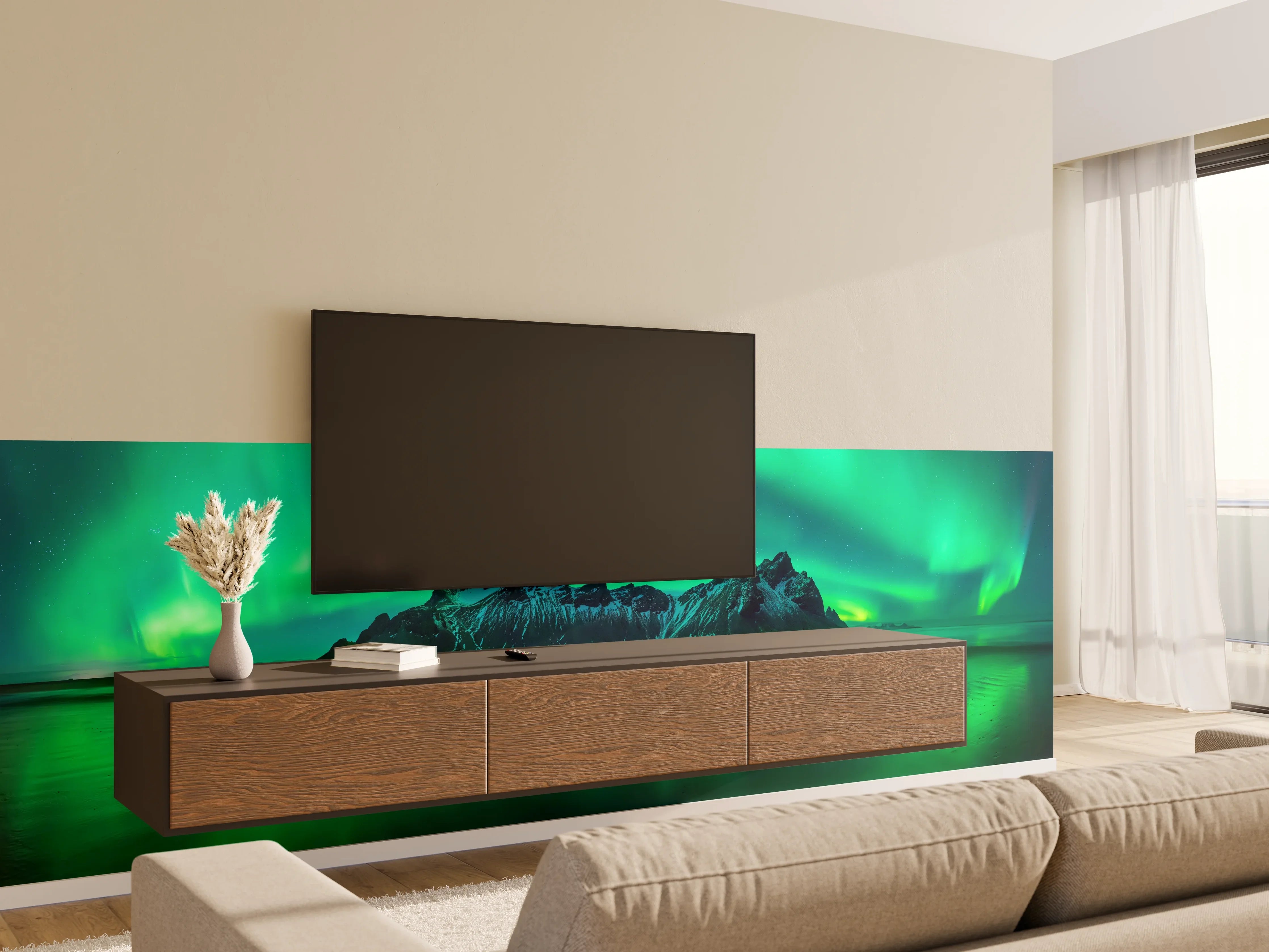 Wandverkleidung Wohnzimmer - Aurora Stokksnes - Island