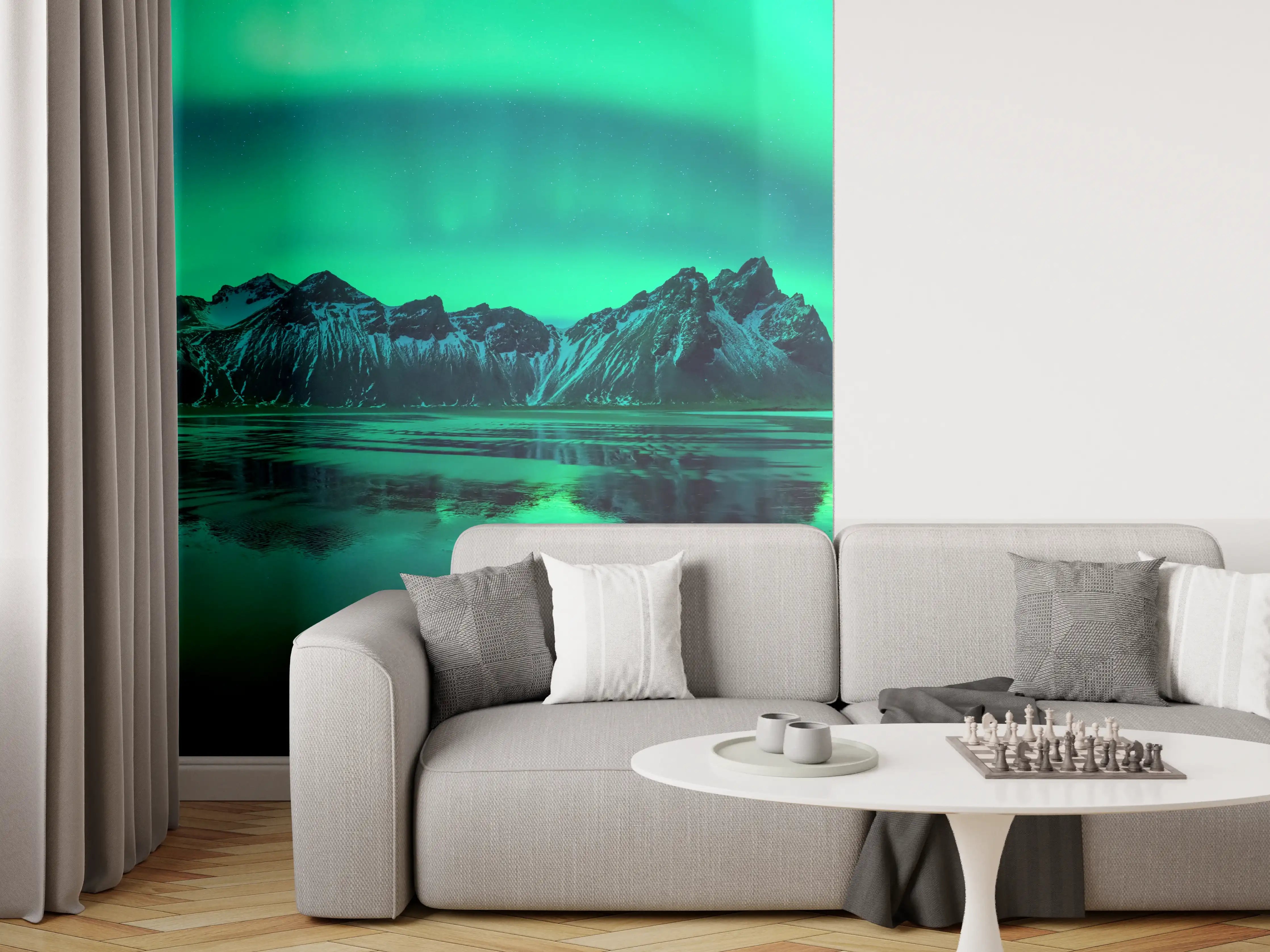 Wandverkleidung Wohnzimmer - Aurora Stokksnes - Island