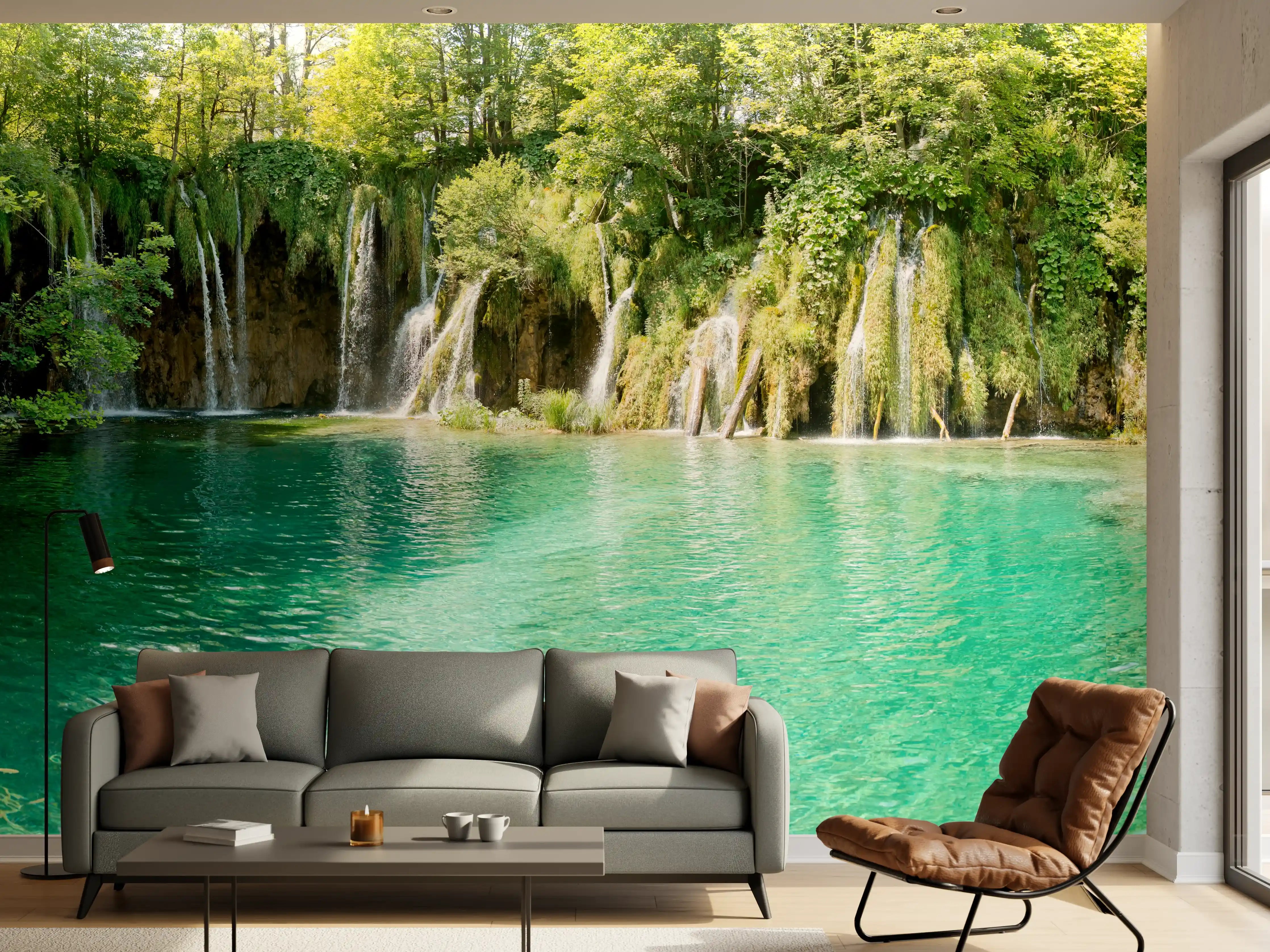 Wandverkleidung Wohnzimmer - Aussicht im Nationalpark Plitvicer Seen - Kroatien