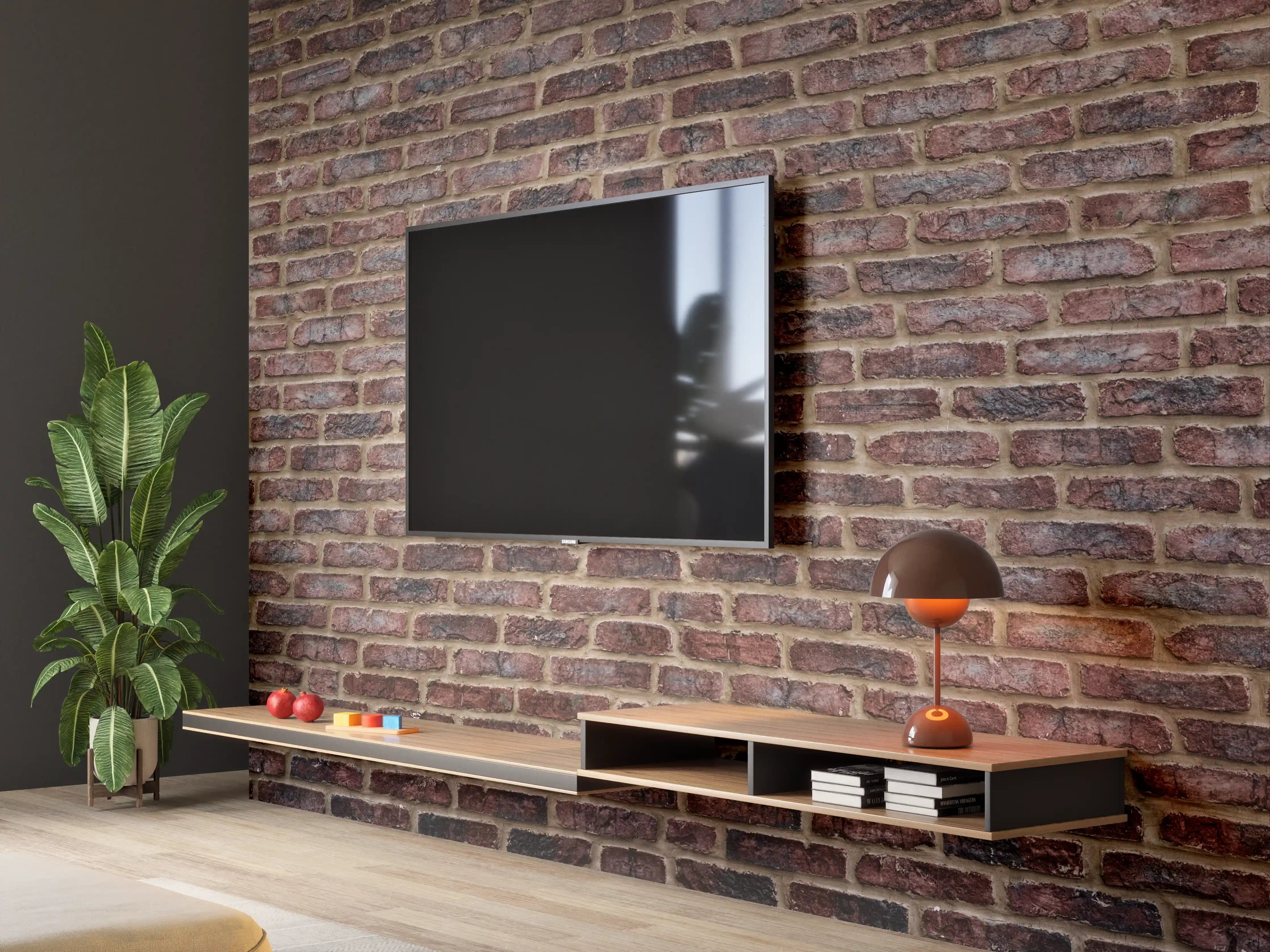 Wandverkleidung Wohnzimmer - Authentische Backsteinwand als Wanddekoration