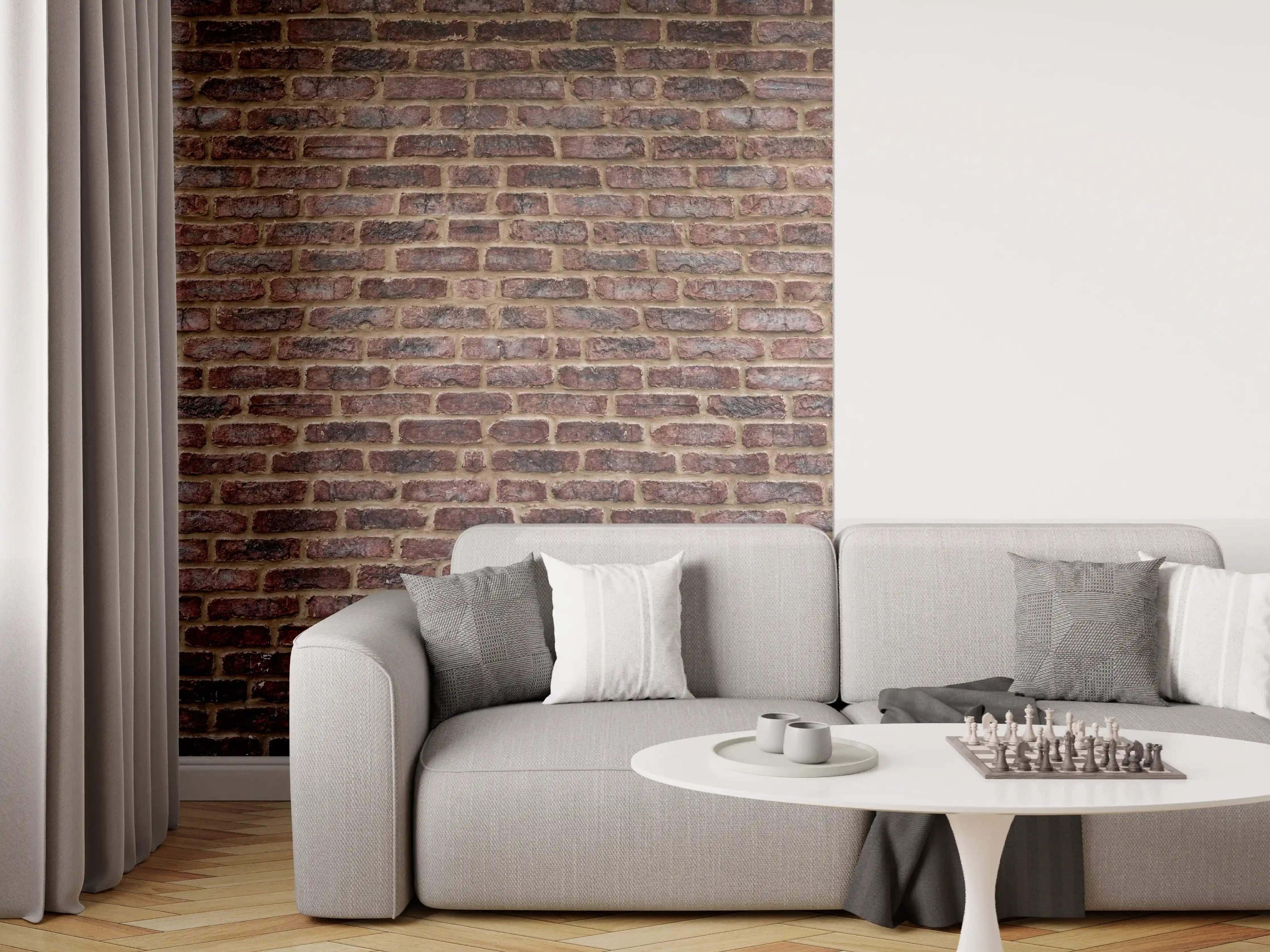 Wandverkleidung Wohnzimmer - Authentische Backsteinwand als Wanddekoration